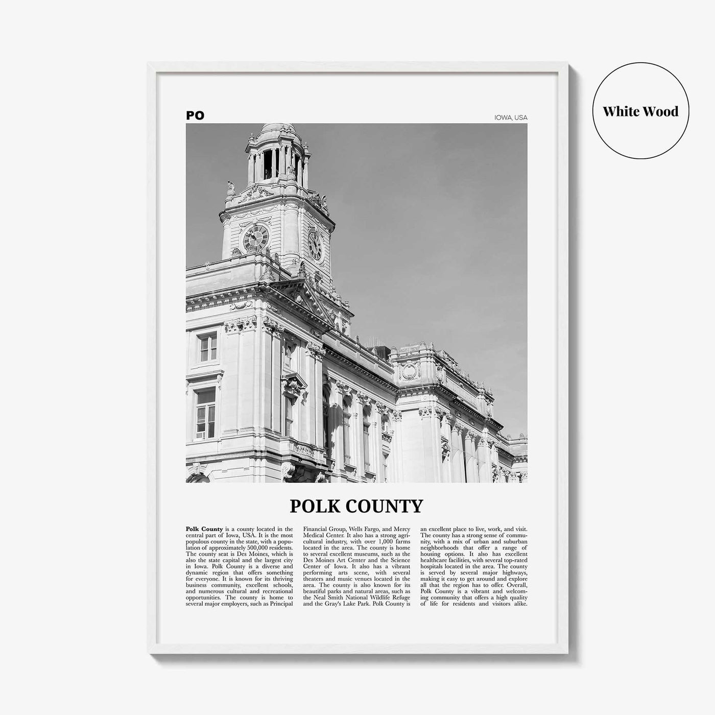 Polk County Print Black and White, Polk County Wall Art, Polk County Poster, Polk County Photo, Polk County Wall Décor, Polk County Map