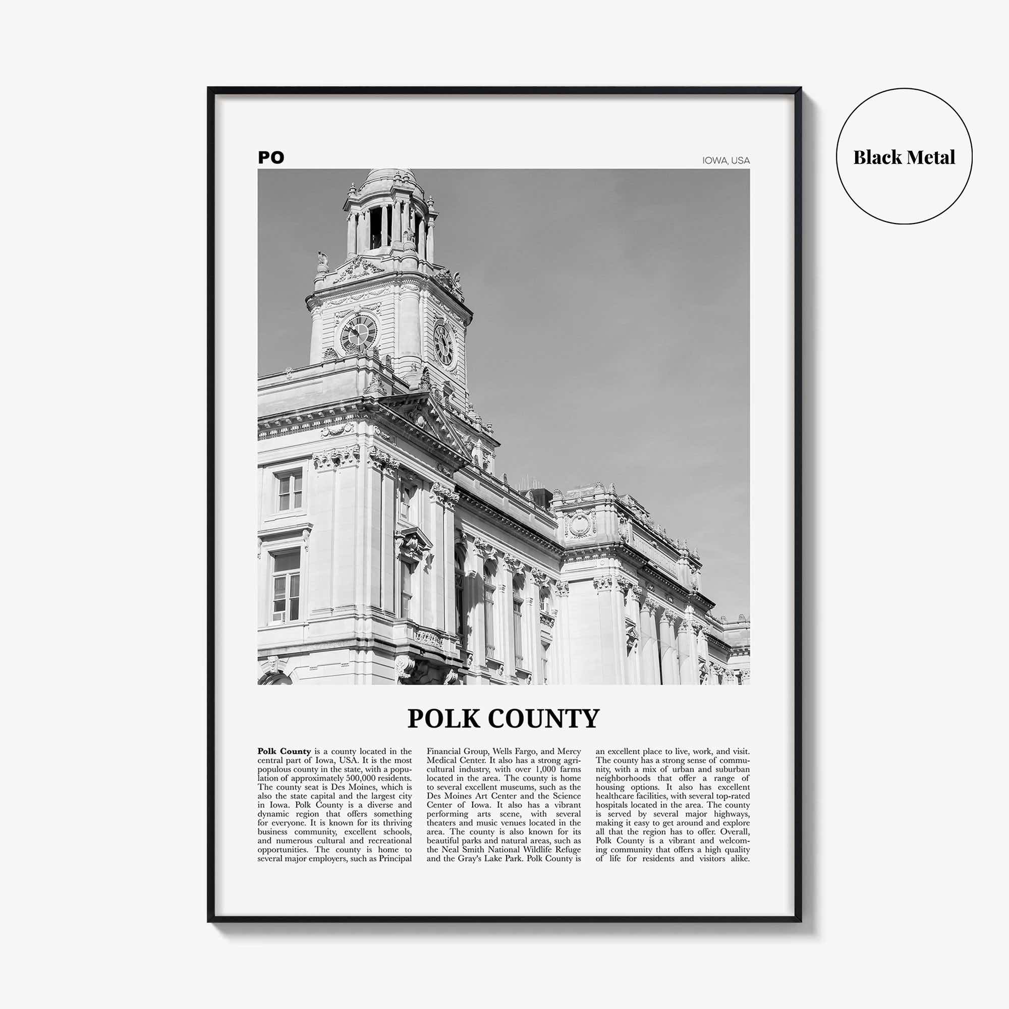 Polk County Print Black and White, Polk County Wall Art, Polk County Poster, Polk County Photo, Polk County Wall Décor, Polk County Map