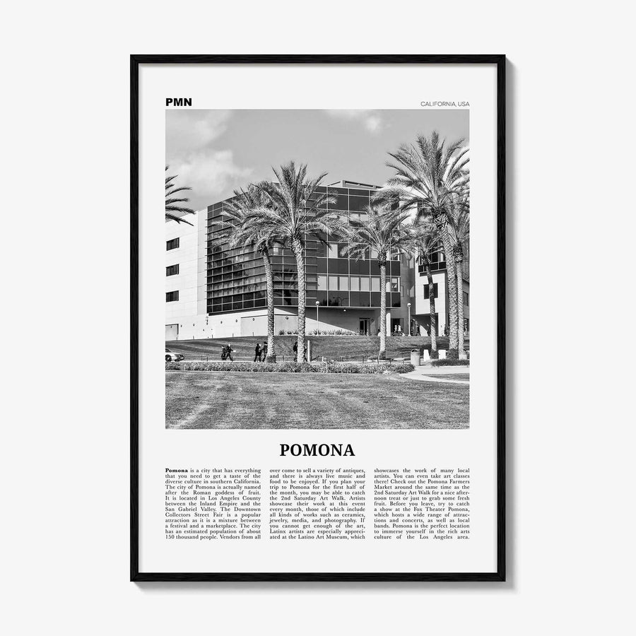 Pomona Print Black and White, Pomona Wall Art, Pomona Poster, Pomona Photo, Pomona Wall Décor, California, USA, United States