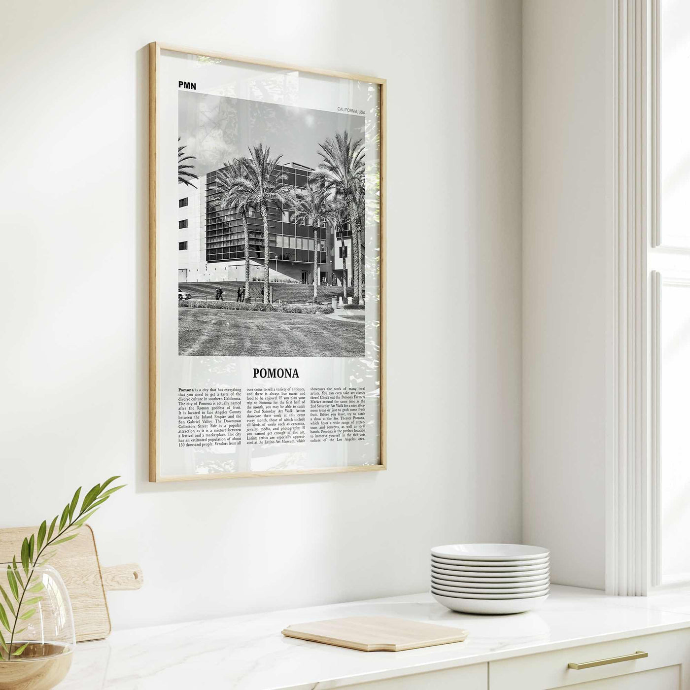 Pomona Print Black and White, Pomona Wall Art, Pomona Poster, Pomona Photo, Pomona Wall Décor, California, USA, United States