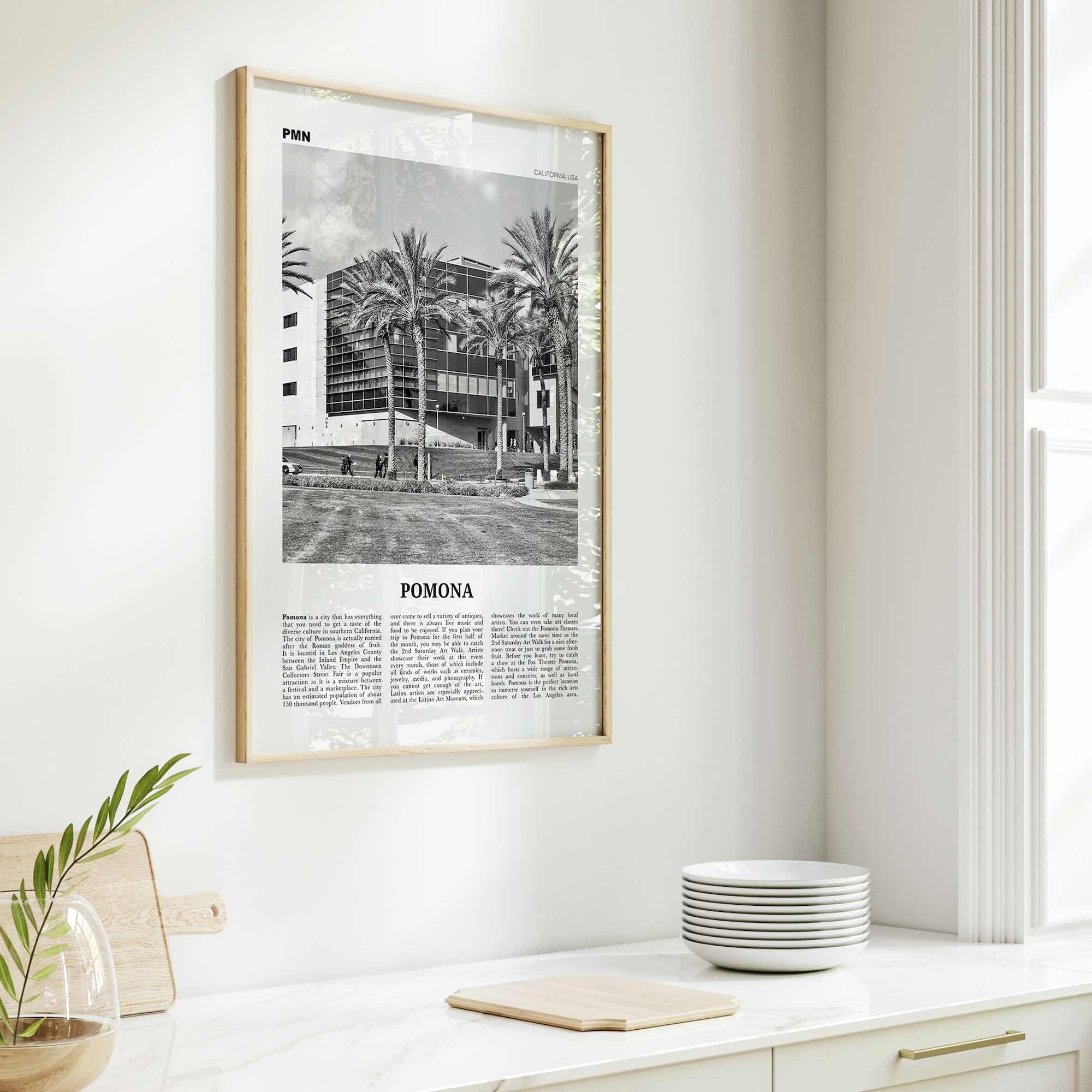 Pomona Print Black and White, Pomona Wall Art, Pomona Poster, Pomona Photo, Pomona Wall Décor, California, USA, United States