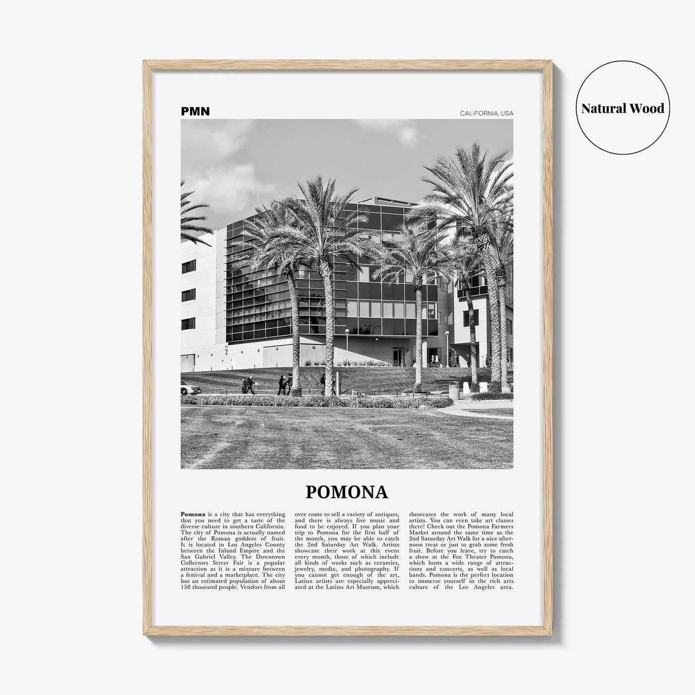 Pomona Print Black and White, Pomona Wall Art, Pomona Poster, Pomona Photo, Pomona Wall Décor, California, USA, United States