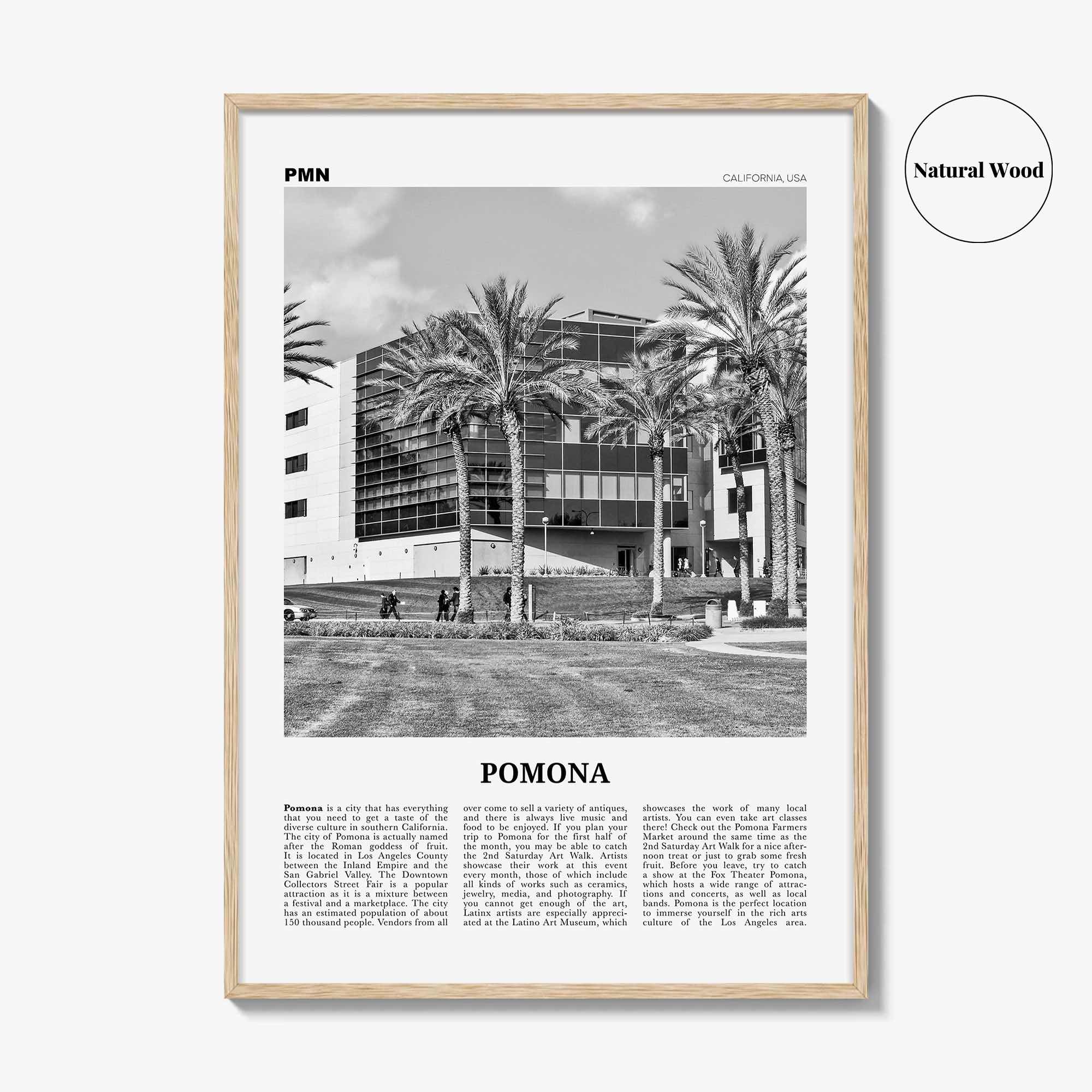 Pomona Print Black and White, Pomona Wall Art, Pomona Poster, Pomona Photo, Pomona Wall Décor, California, USA, United States