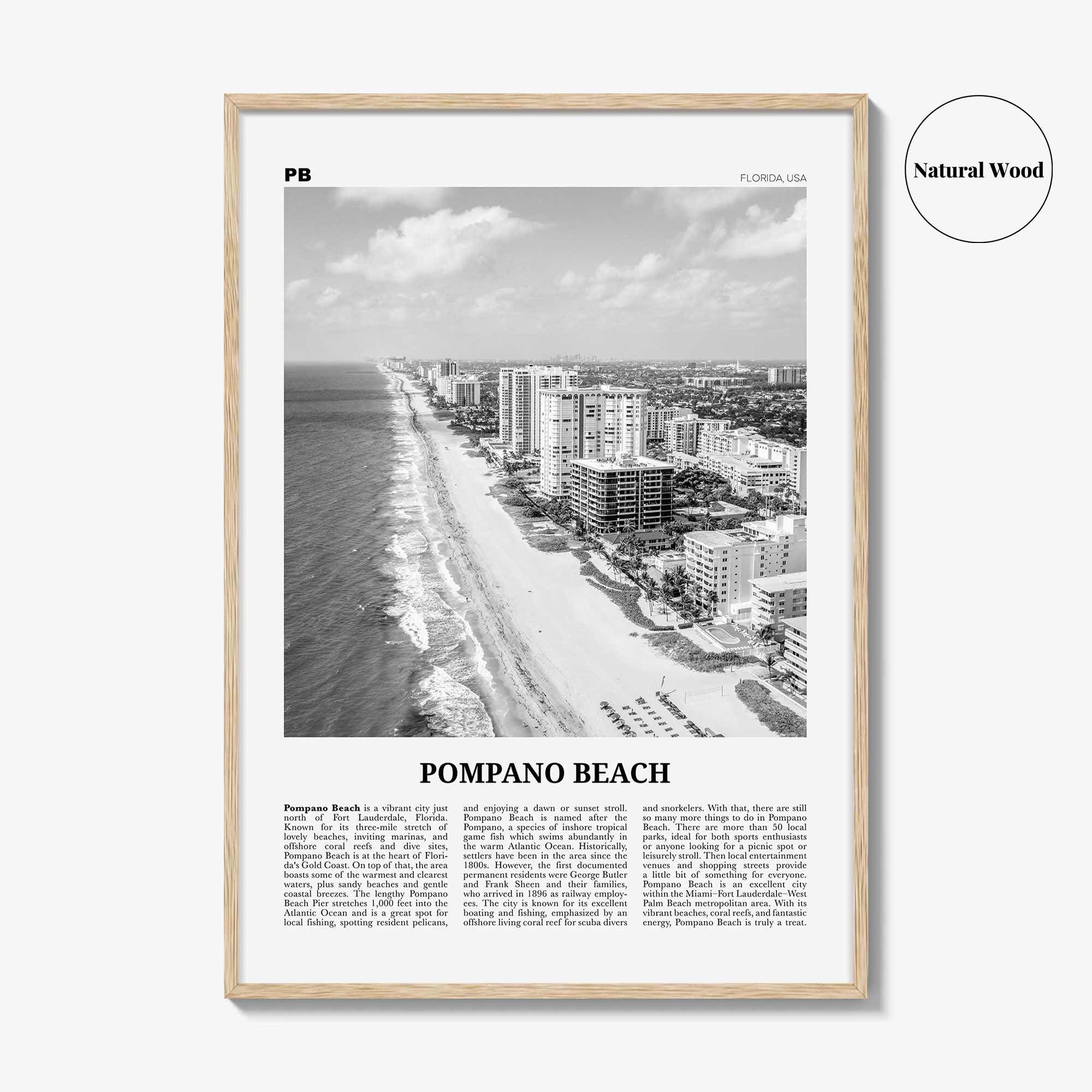 Pompano Beach Print Black and White, Pompano Beach Wall Art, Pompano Beach Poster, Pompano Beach Photo, Pompano Beach Wall Décor, Florida