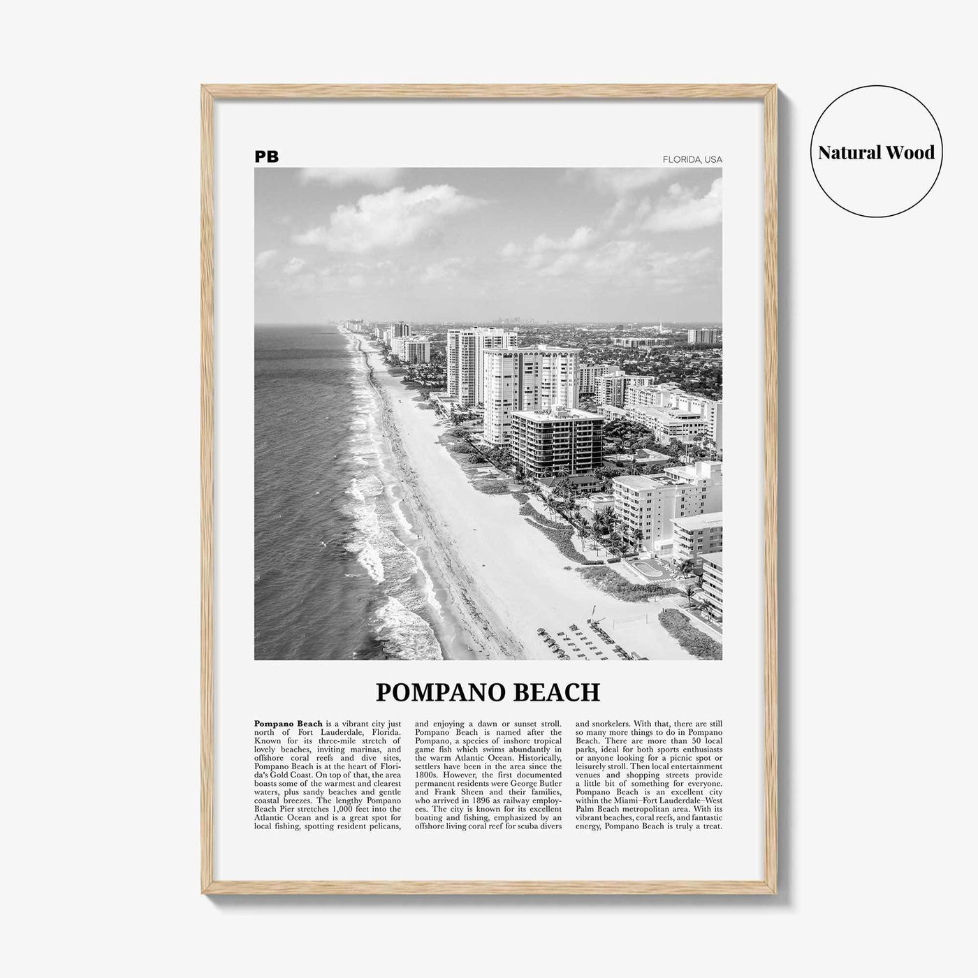 Pompano Beach Print Black and White, Pompano Beach Wall Art, Pompano Beach Poster, Pompano Beach Photo, Pompano Beach Wall Décor, Florida