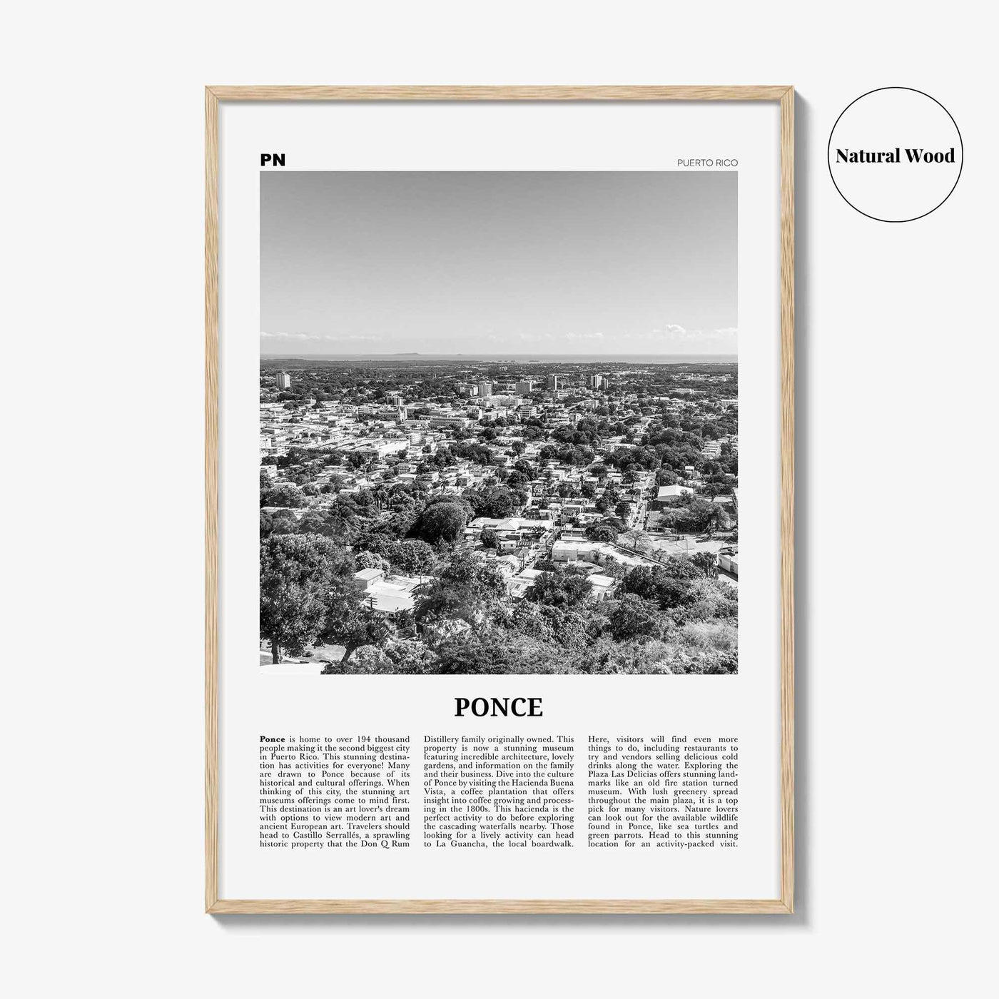 Ponce Print Black and White, Ponce Wall Art, Ponce Poster, Ponce Photo, Ponce Wall Décor, Ponce Map, Puerto Rico