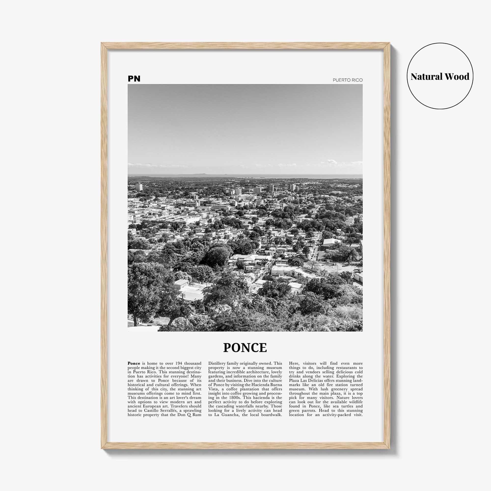 Ponce Print Black and White, Ponce Wall Art, Ponce Poster, Ponce Photo, Ponce Wall Décor, Ponce Map, Puerto Rico