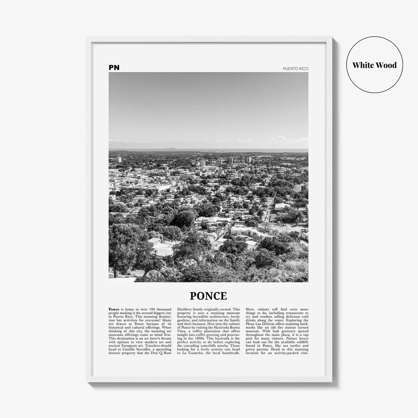 Ponce Print Black and White, Ponce Wall Art, Ponce Poster, Ponce Photo, Ponce Wall Décor, Ponce Map, Puerto Rico