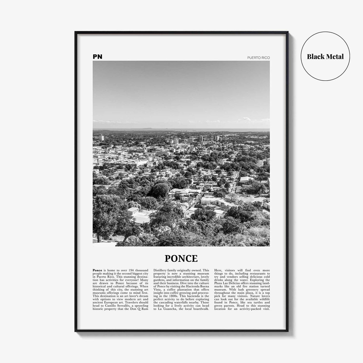 Ponce Print Black and White, Ponce Wall Art, Ponce Poster, Ponce Photo, Ponce Wall Décor, Ponce Map, Puerto Rico