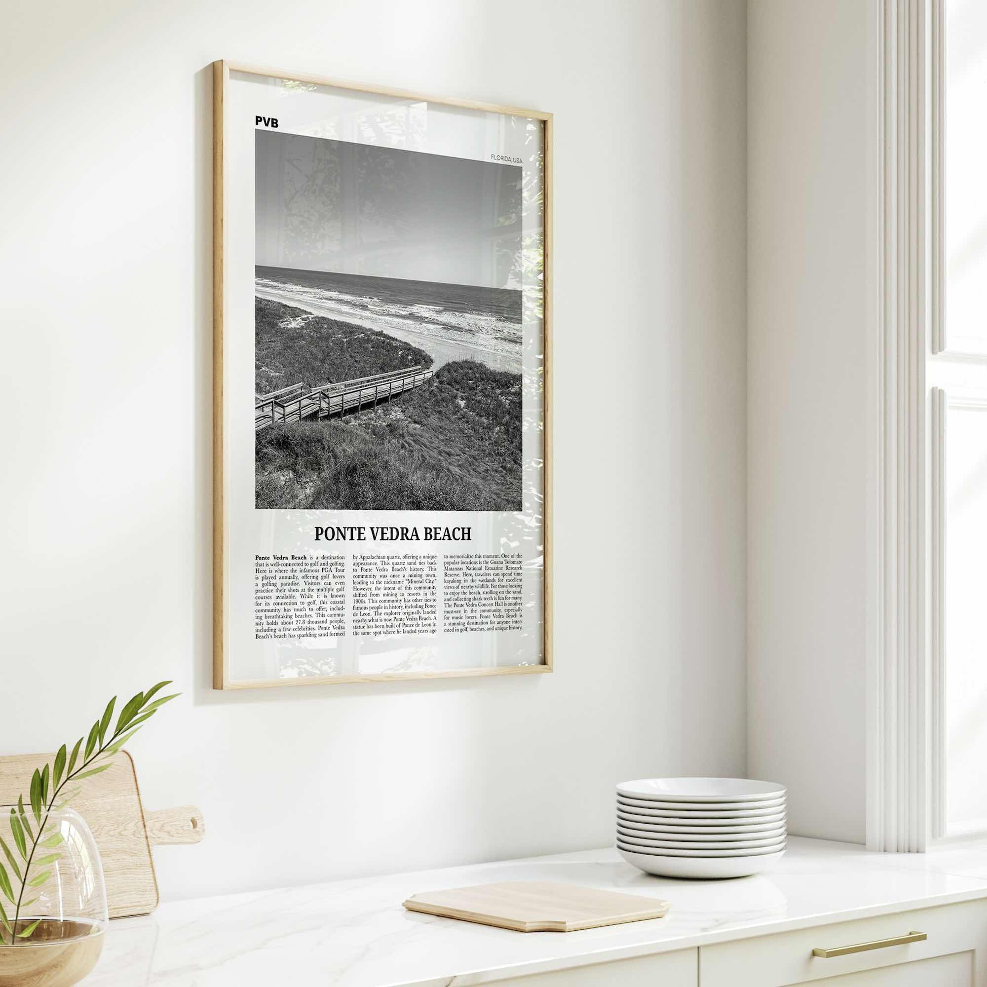 Ponte Vedra Beach Print Black and White, Ponte Vedra Beach Wall Art, Ponte Vedra Beach Poster, Ponte Vedra Beach Photo, Florida, USA