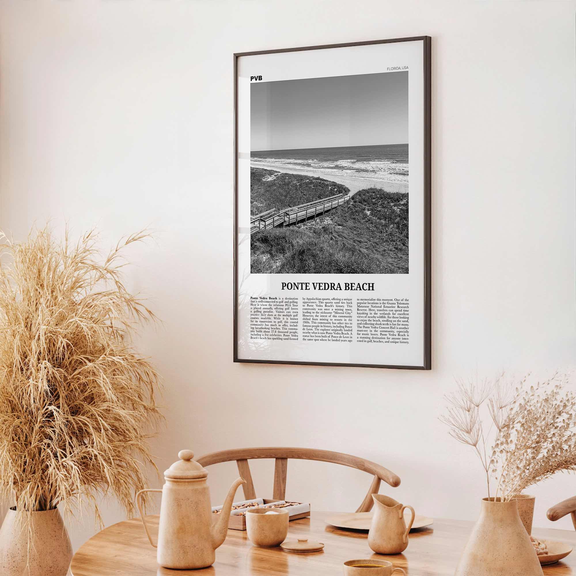 Ponte Vedra Beach Print Black and White, Ponte Vedra Beach Wall Art, Ponte Vedra Beach Poster, Ponte Vedra Beach Photo, Florida, USA