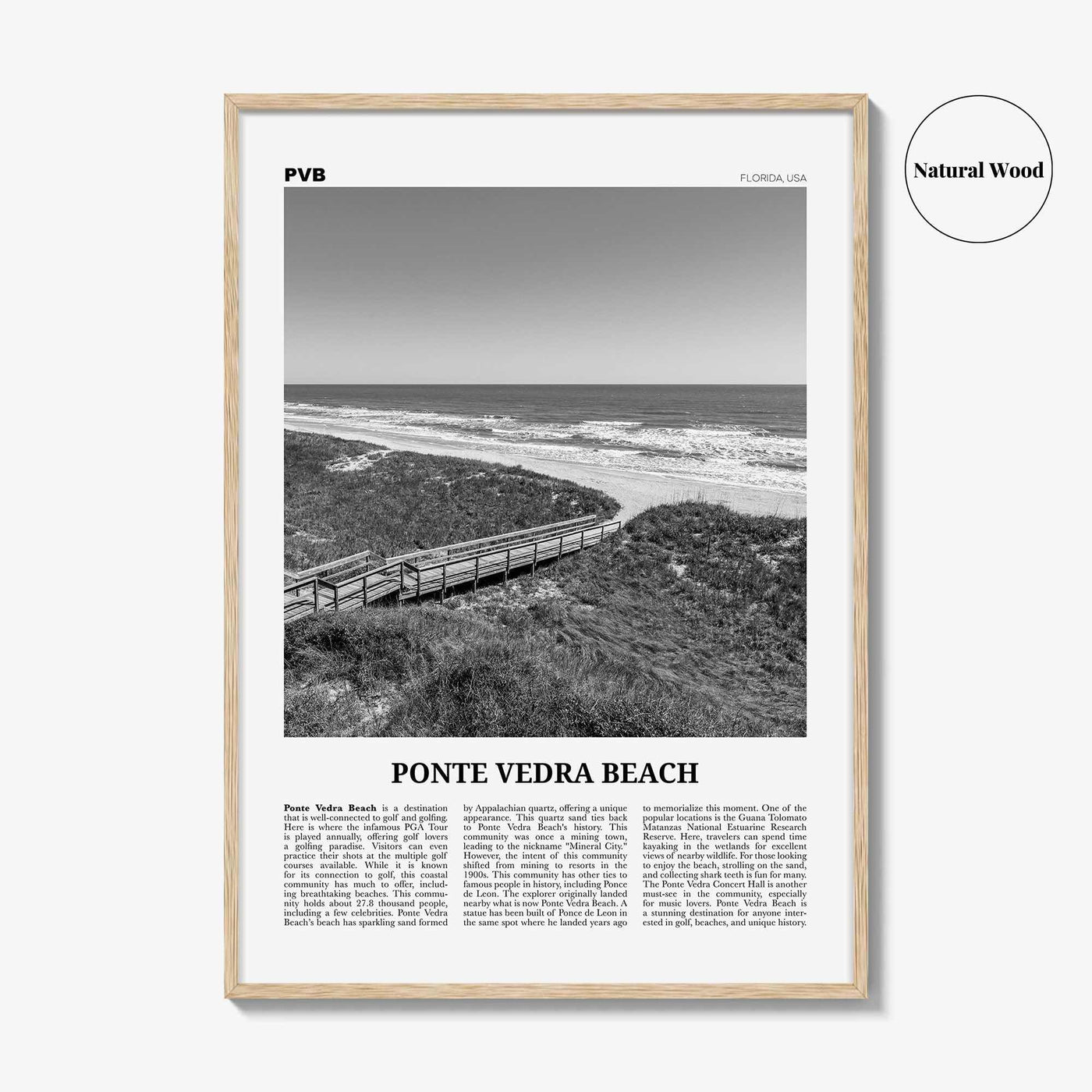 Ponte Vedra Beach Print Black and White, Ponte Vedra Beach Wall Art, Ponte Vedra Beach Poster, Ponte Vedra Beach Photo, Florida, USA