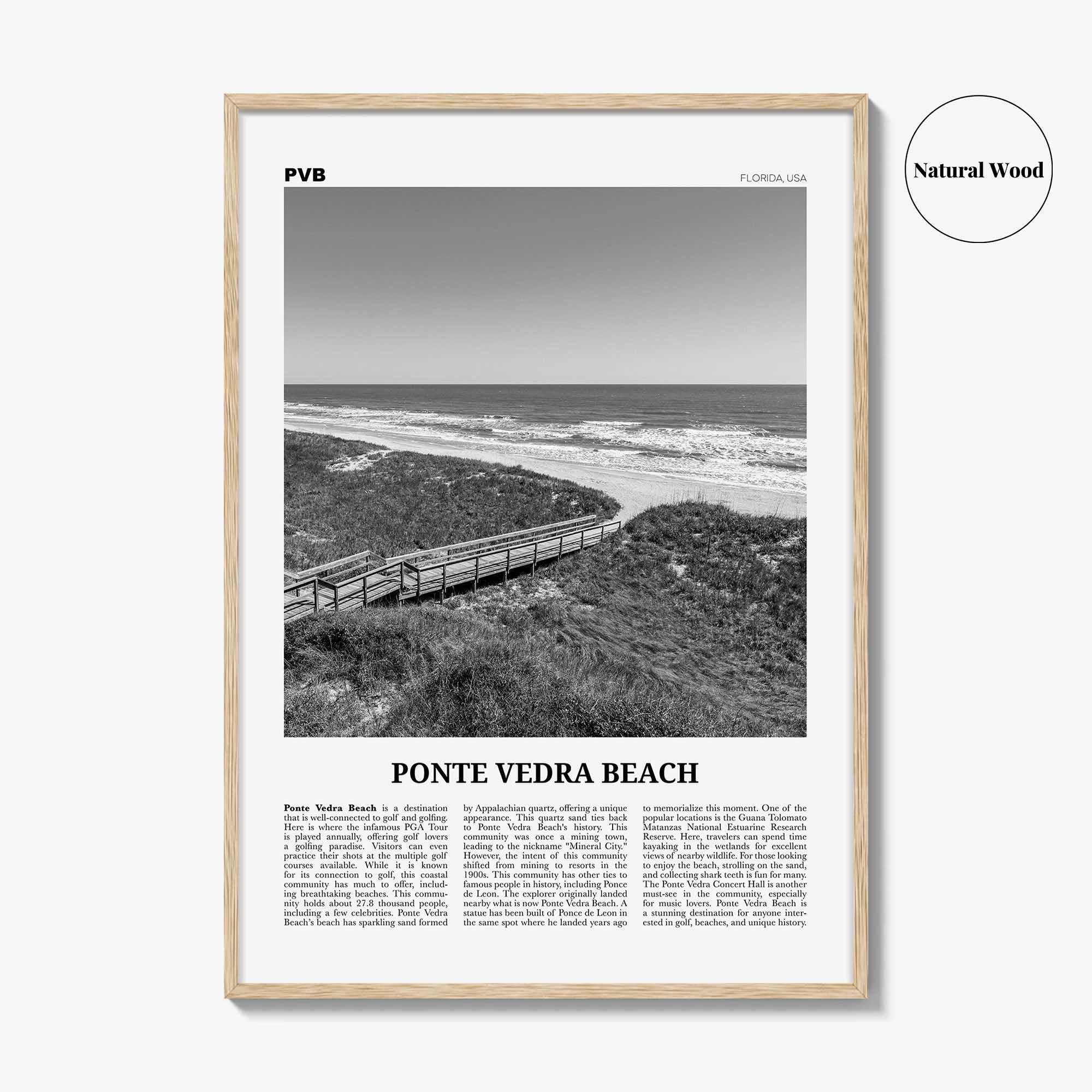 Ponte Vedra Beach Print Black and White, Ponte Vedra Beach Wall Art, Ponte Vedra Beach Poster, Ponte Vedra Beach Photo, Florida, USA