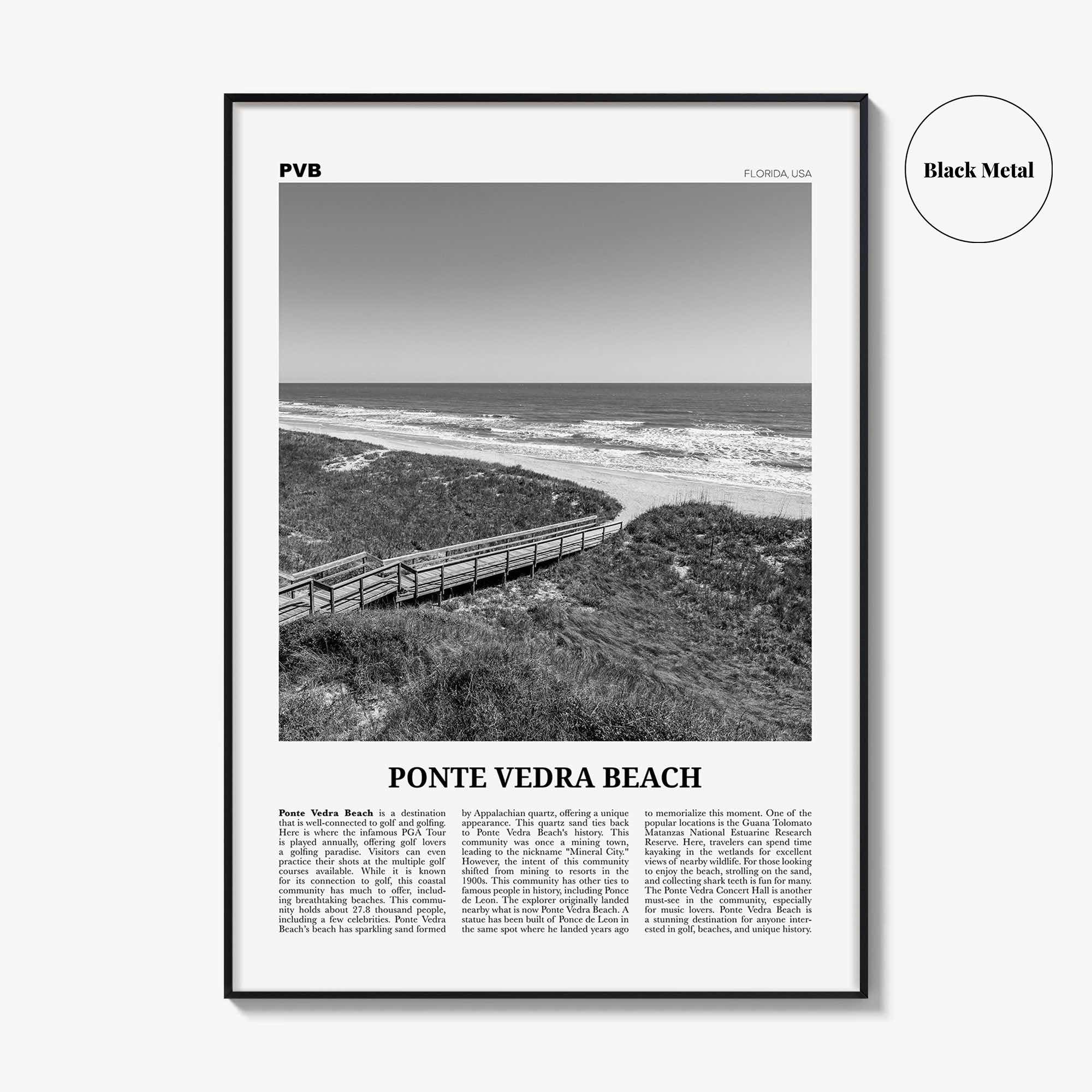 Ponte Vedra Beach Print Black and White, Ponte Vedra Beach Wall Art, Ponte Vedra Beach Poster, Ponte Vedra Beach Photo, Florida, USA