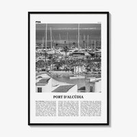 Port d'Alcúdia Print Black and White, Port d'Alcúdia Wall Art, Puerto de Alcudia Poster, Port d'Alcúdia Photo, Port d'Alcúdia Map, Spain