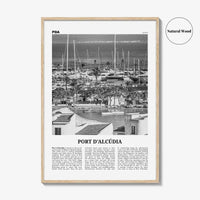 Port d'Alcúdia Print Black and White, Port d'Alcúdia Wall Art, Puerto de Alcudia Poster, Port d'Alcúdia Photo, Port d'Alcúdia Map, Spain