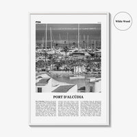 Port d'Alcúdia Print Black and White, Port d'Alcúdia Wall Art, Puerto de Alcudia Poster, Port d'Alcúdia Photo, Port d'Alcúdia Map, Spain