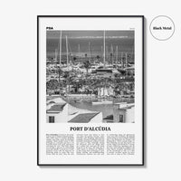 Port d'Alcúdia Print Black and White, Port d'Alcúdia Wall Art, Puerto de Alcudia Poster, Port d'Alcúdia Photo, Port d'Alcúdia Map, Spain