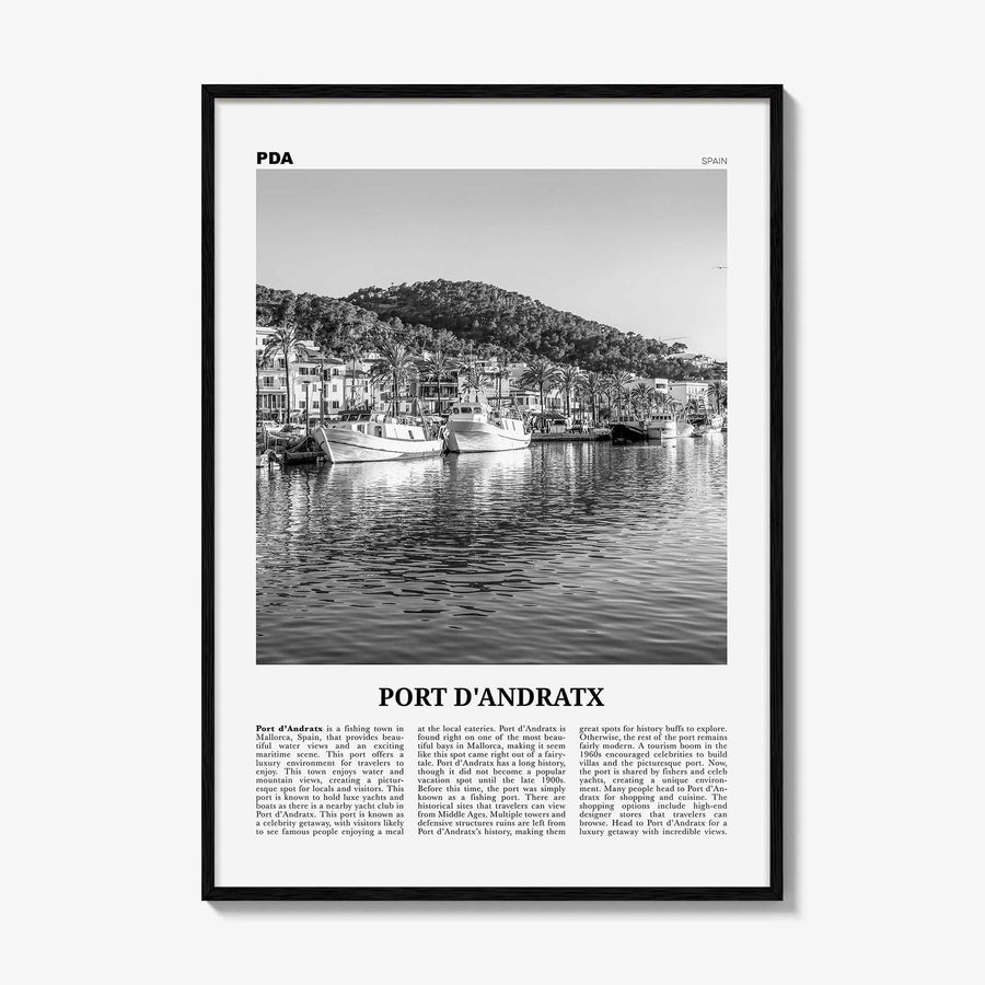 Port d'Andratx Print Black and White, Port d'Andratx Wall Art, Andratx Poster, Port d'Andratx Photo, Port d'Andratx Wall Décor, Spain