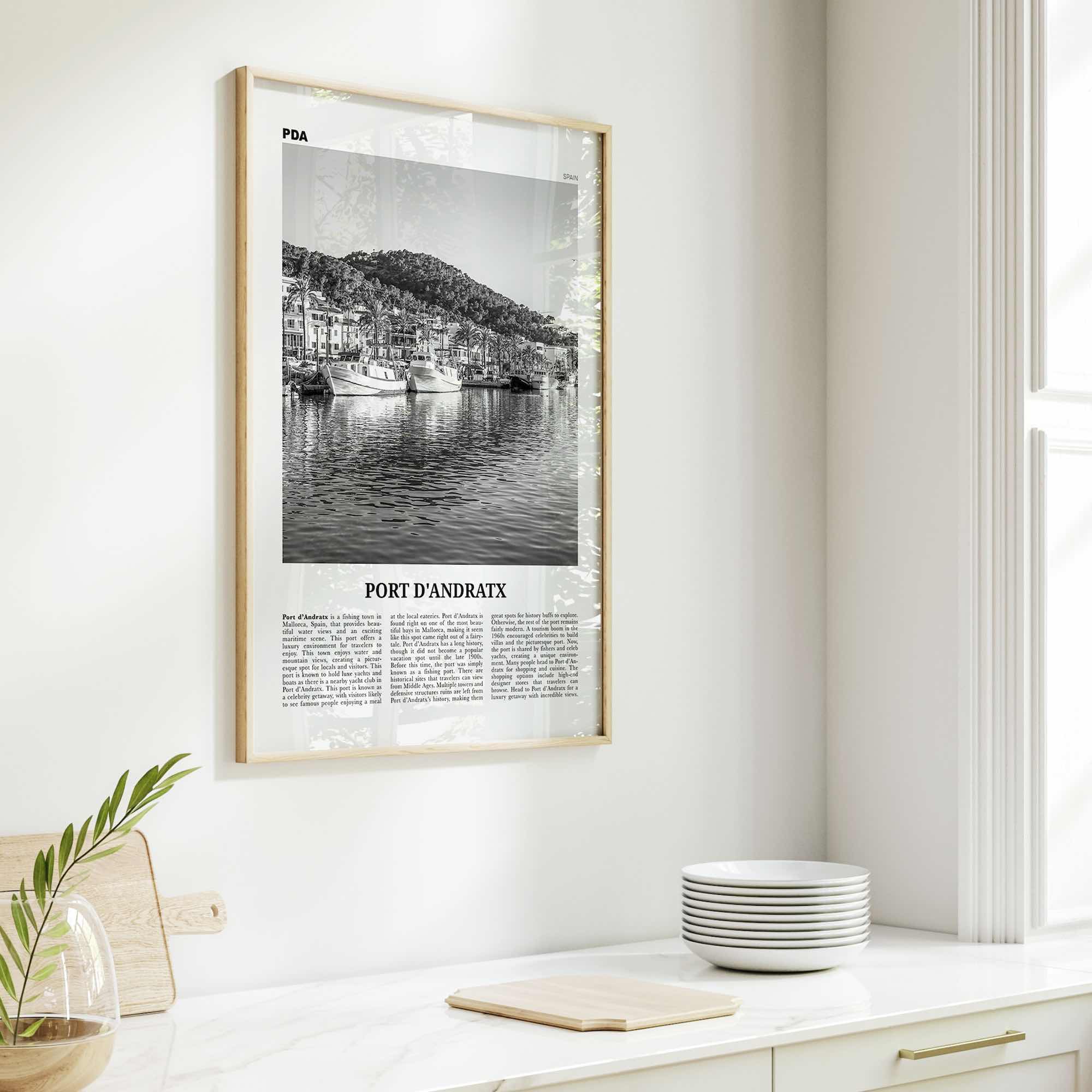 Port d'Andratx Print Black and White, Port d'Andratx Wall Art, Andratx Poster, Port d'Andratx Photo, Port d'Andratx Wall Décor, Spain