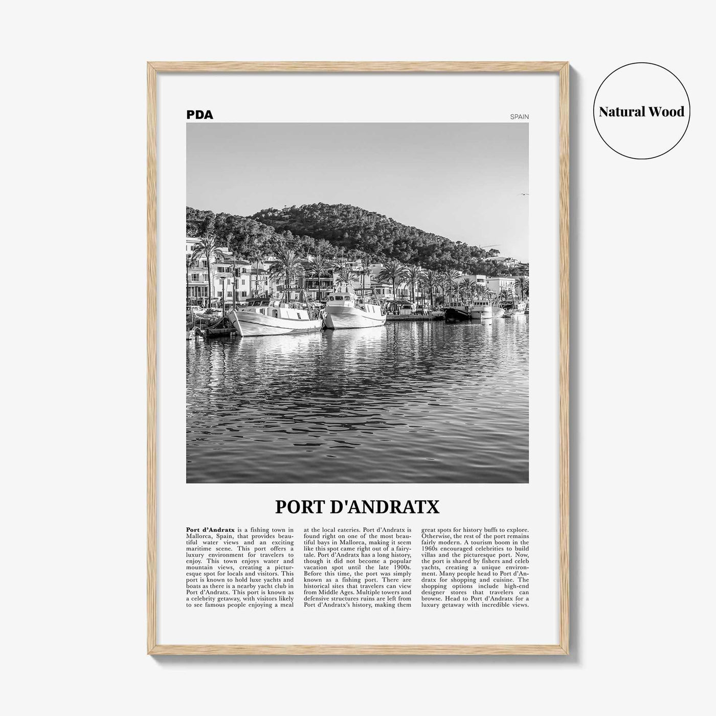Port d'Andratx Print Black and White, Port d'Andratx Wall Art, Andratx Poster, Port d'Andratx Photo, Port d'Andratx Wall Décor, Spain