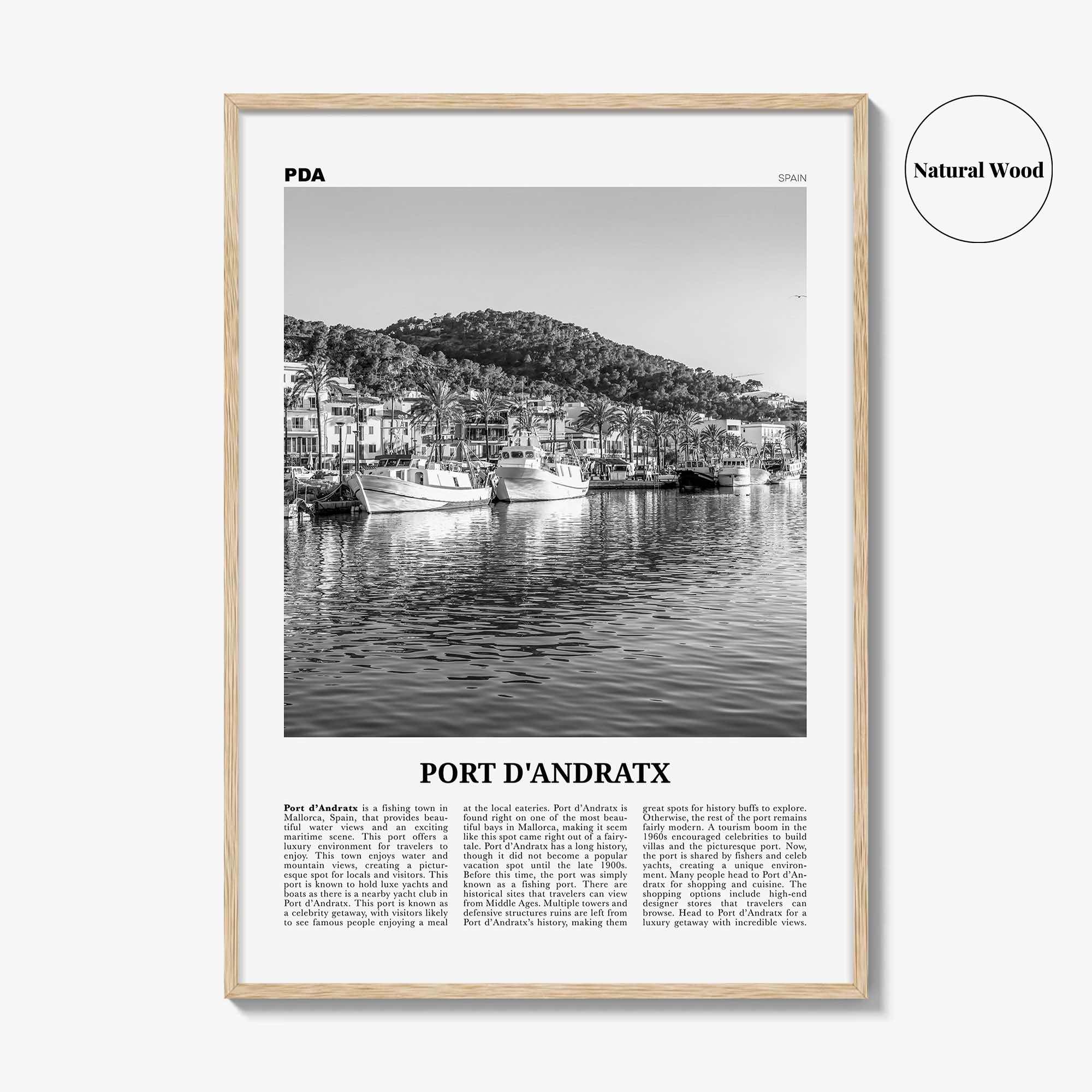 Port d'Andratx Print Black and White, Port d'Andratx Wall Art, Andratx Poster, Port d'Andratx Photo, Port d'Andratx Wall Décor, Spain