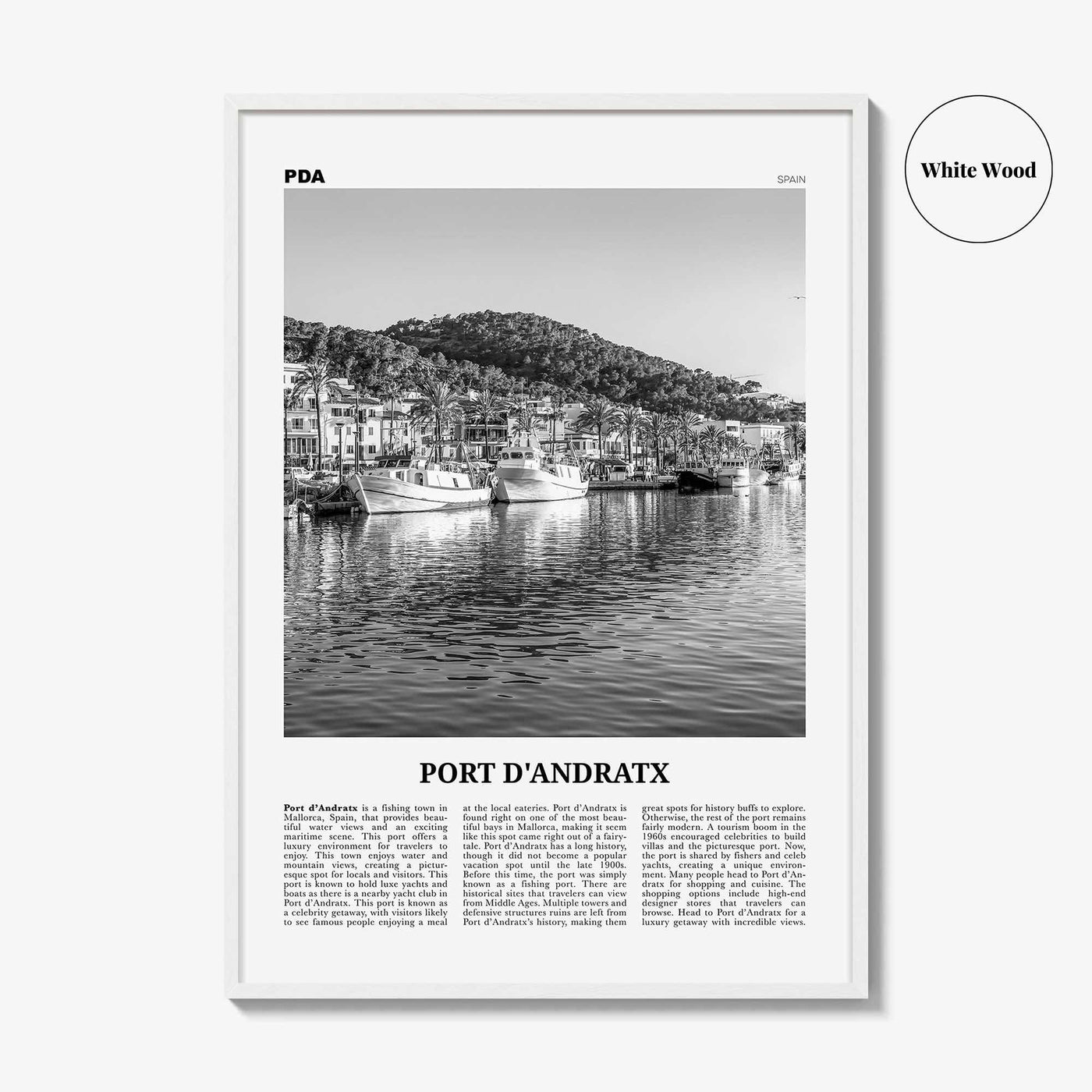 Port d'Andratx Print Black and White, Port d'Andratx Wall Art, Andratx Poster, Port d'Andratx Photo, Port d'Andratx Wall Décor, Spain