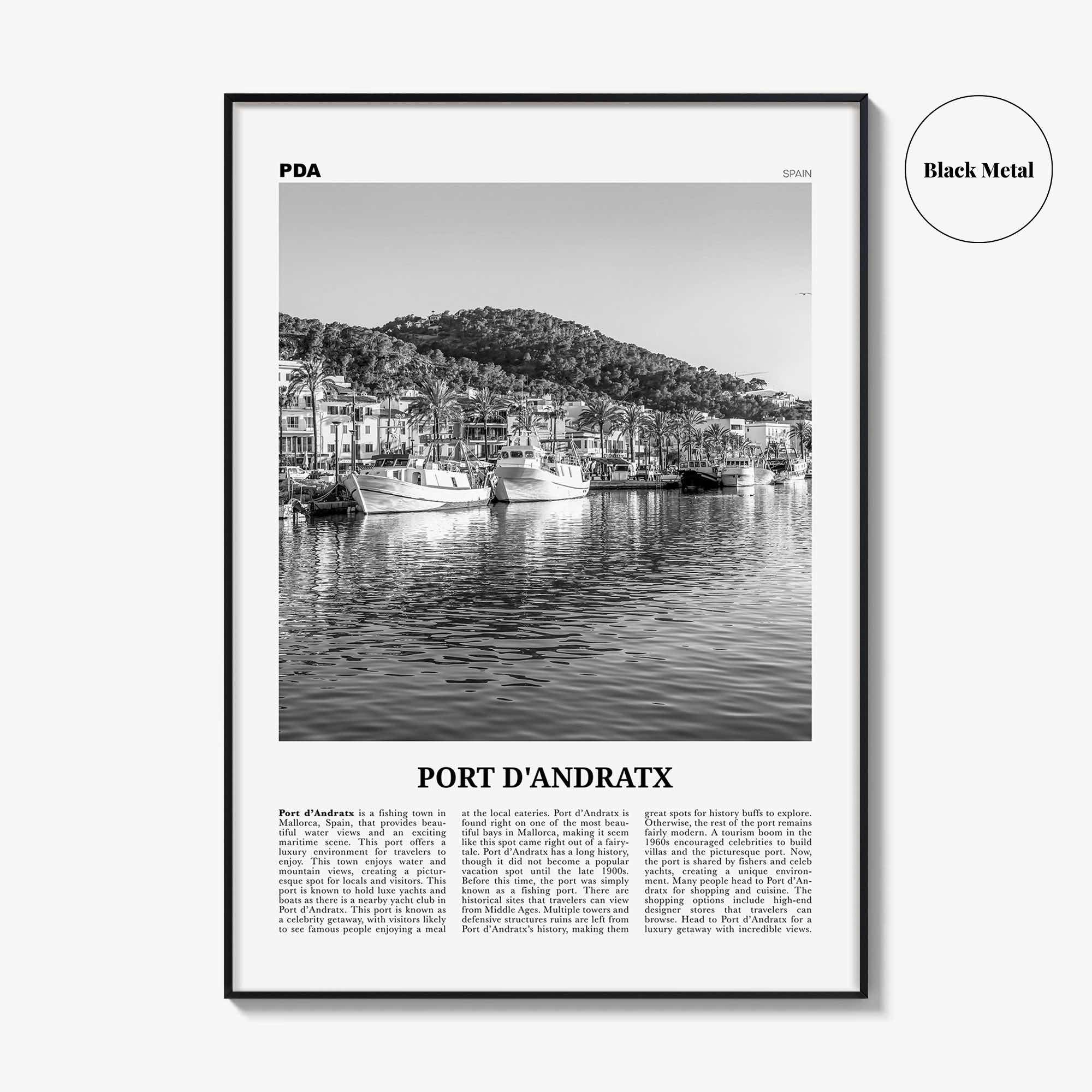 Port d'Andratx Print Black and White, Port d'Andratx Wall Art, Andratx Poster, Port d'Andratx Photo, Port d'Andratx Wall Décor, Spain