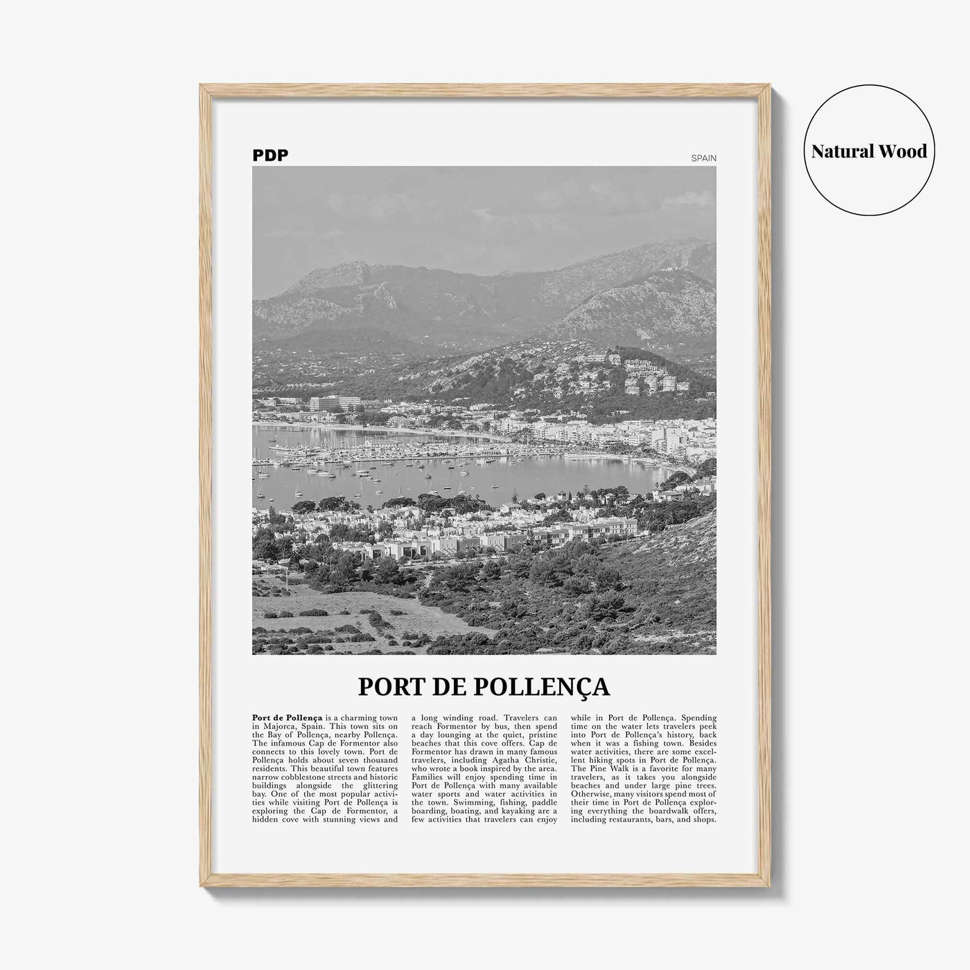 Port De Pollenca Print Black and White, Port de Pollença Wall Art, Puerto Pollensa Poster, Port de Pollença Photo, Port de Pollença Map