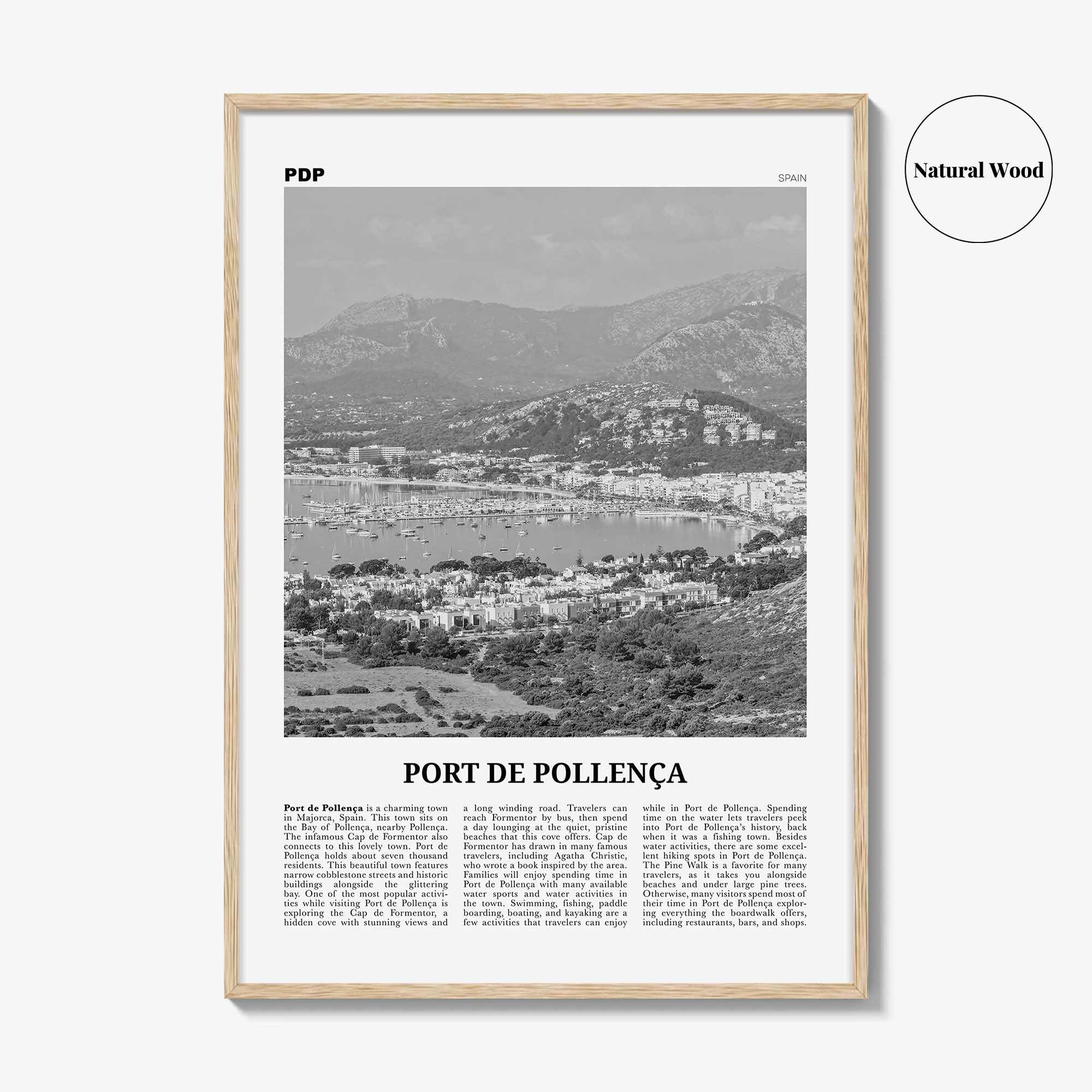 Port De Pollenca Print Black and White, Port de Pollença Wall Art, Puerto Pollensa Poster, Port de Pollença Photo, Port de Pollença Map