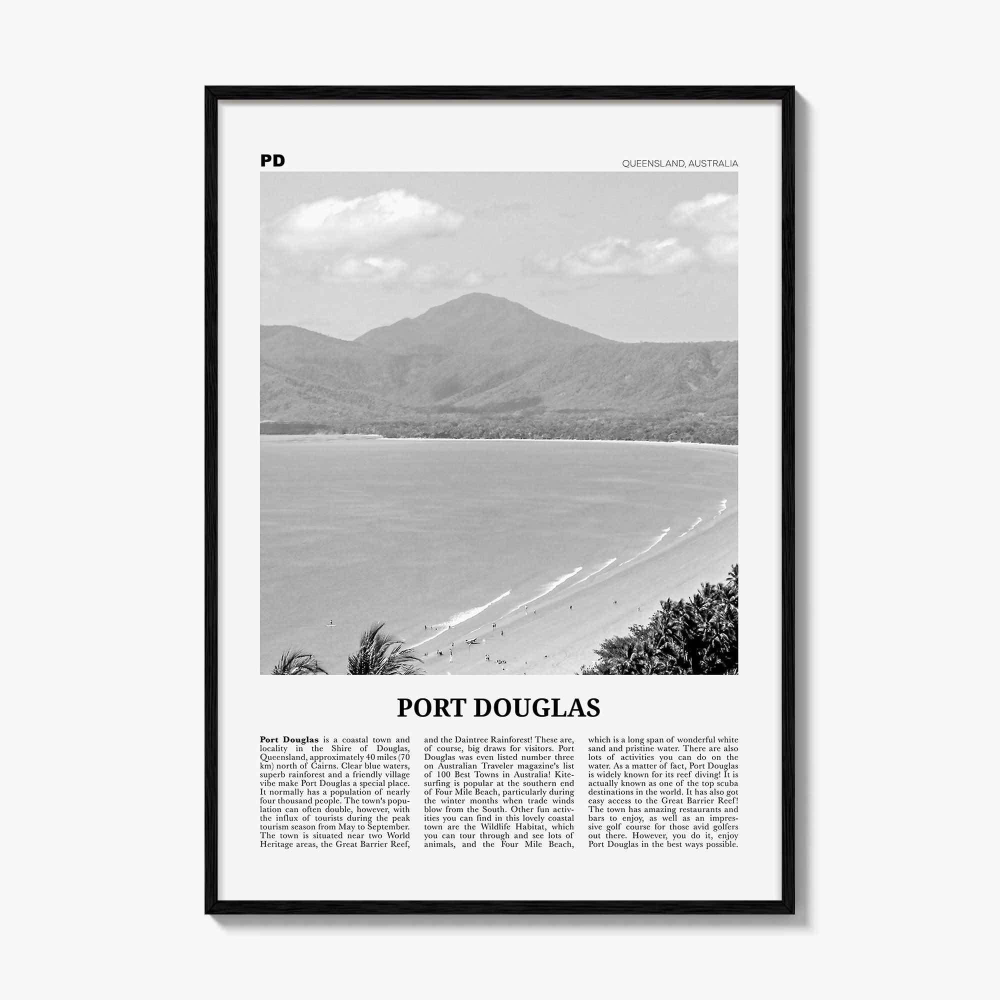 Port Douglas Print Black and White, Port Douglas Wall Art, Port Douglas Poster, Port Douglas Photo, Queensland, Australia