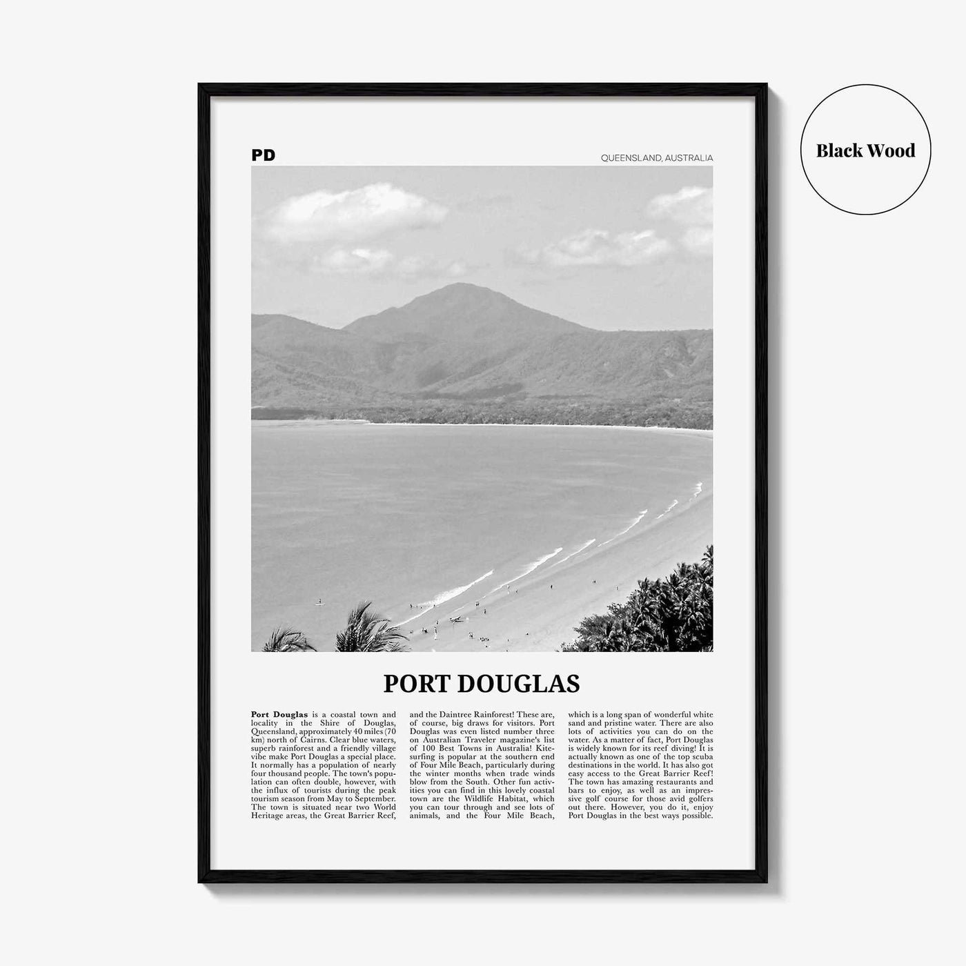 Port Douglas Print Black and White, Port Douglas Wall Art, Port Douglas Poster, Port Douglas Photo, Queensland, Australia