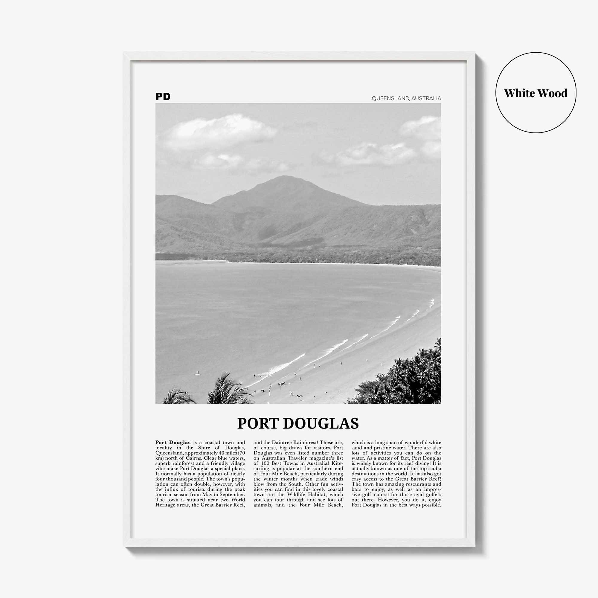 Port Douglas Print Black and White, Port Douglas Wall Art, Port Douglas Poster, Port Douglas Photo, Queensland, Australia