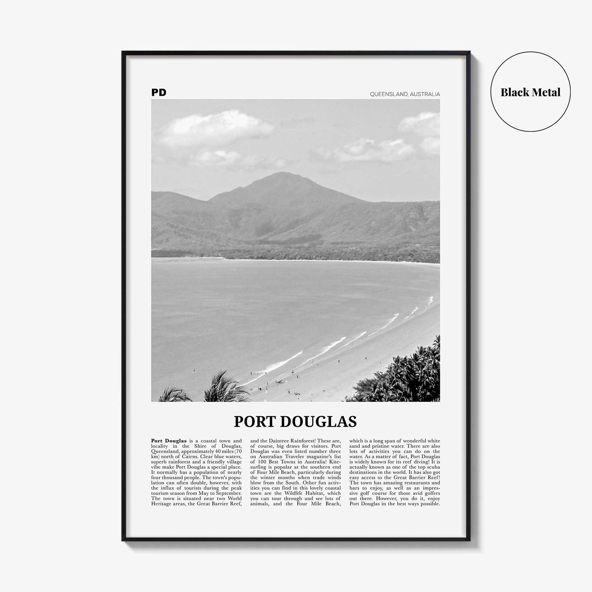 Port Douglas Print Black and White, Port Douglas Wall Art, Port Douglas Poster, Port Douglas Photo, Queensland, Australia
