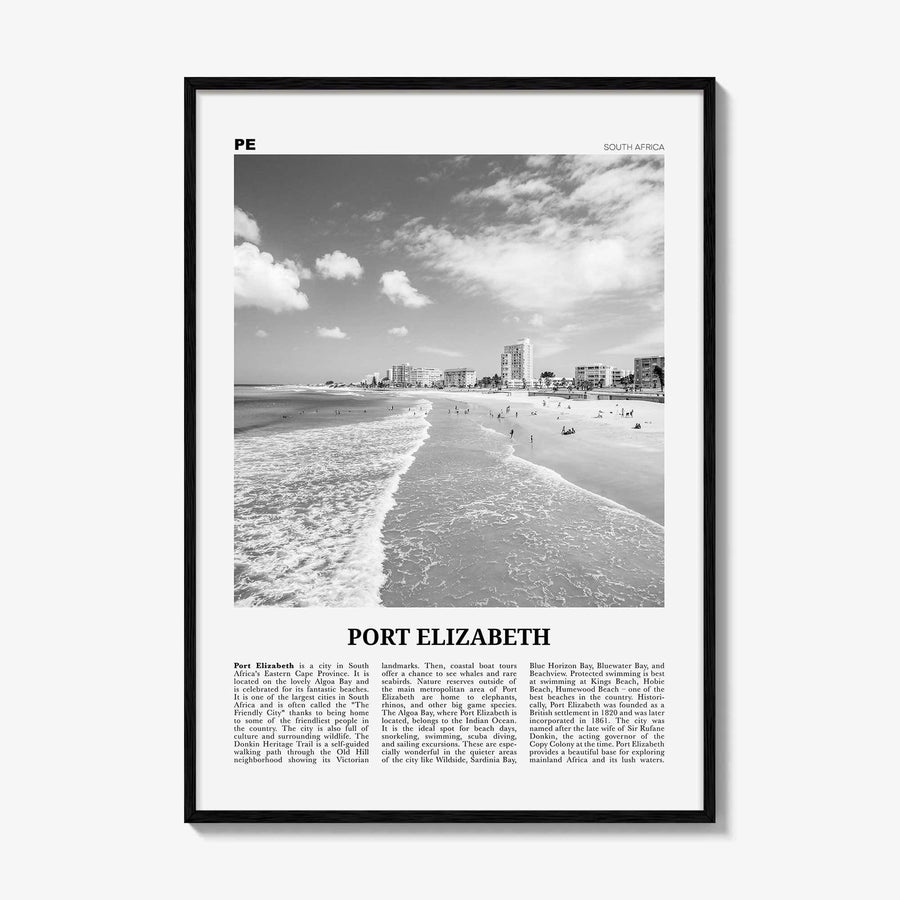 Port Elizabeth Print Black and White, Port Elizabeth Wall Art, Port Elizabeth Poster, Port Elizabeth Photo, South Africa