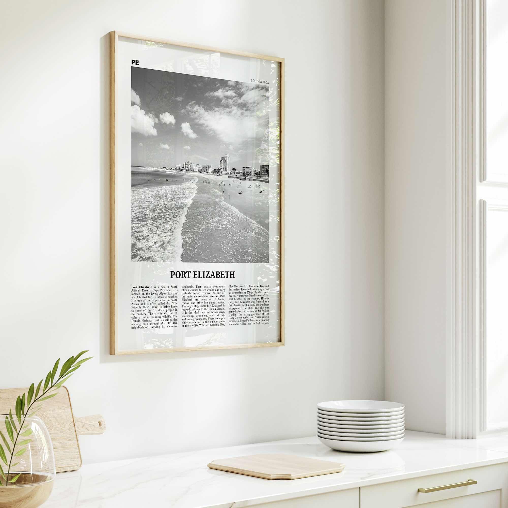 Port Elizabeth Print Black and White, Port Elizabeth Wall Art, Port Elizabeth Poster, Port Elizabeth Photo, South Africa