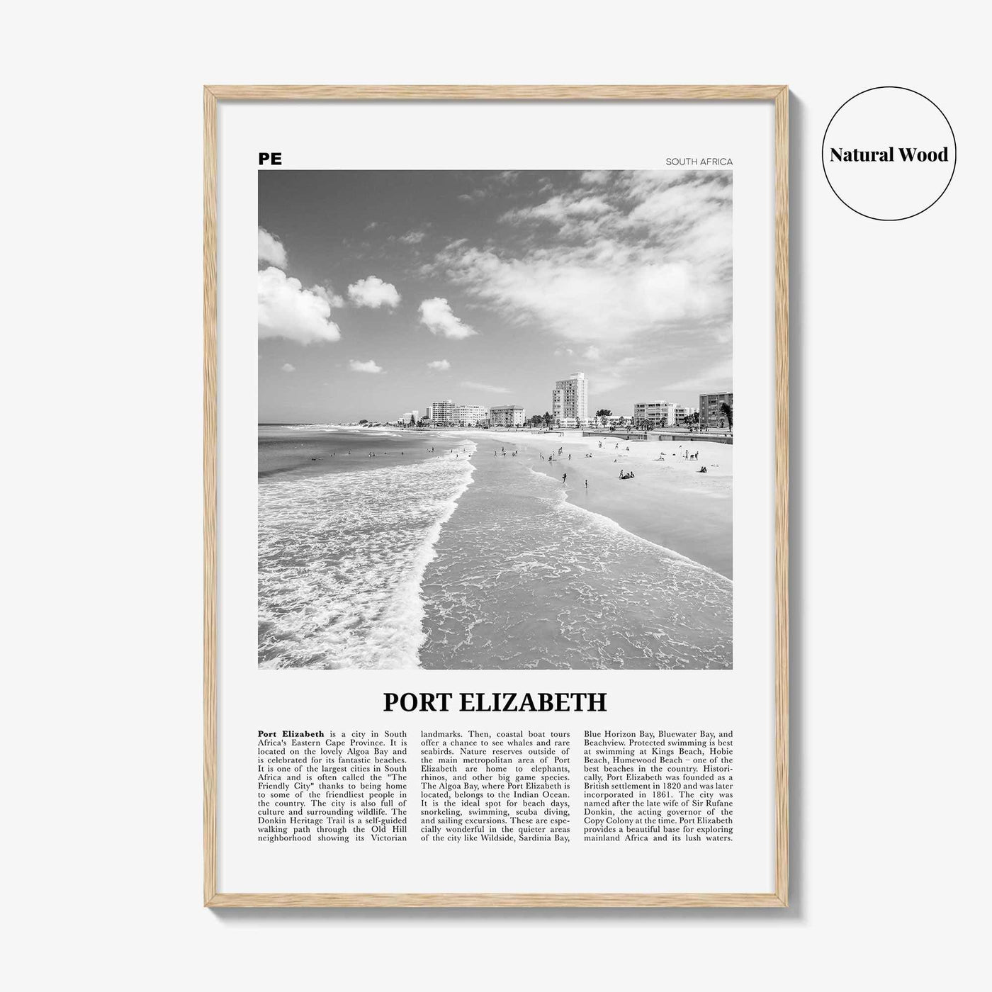 Port Elizabeth Print Black and White, Port Elizabeth Wall Art, Port Elizabeth Poster, Port Elizabeth Photo, South Africa