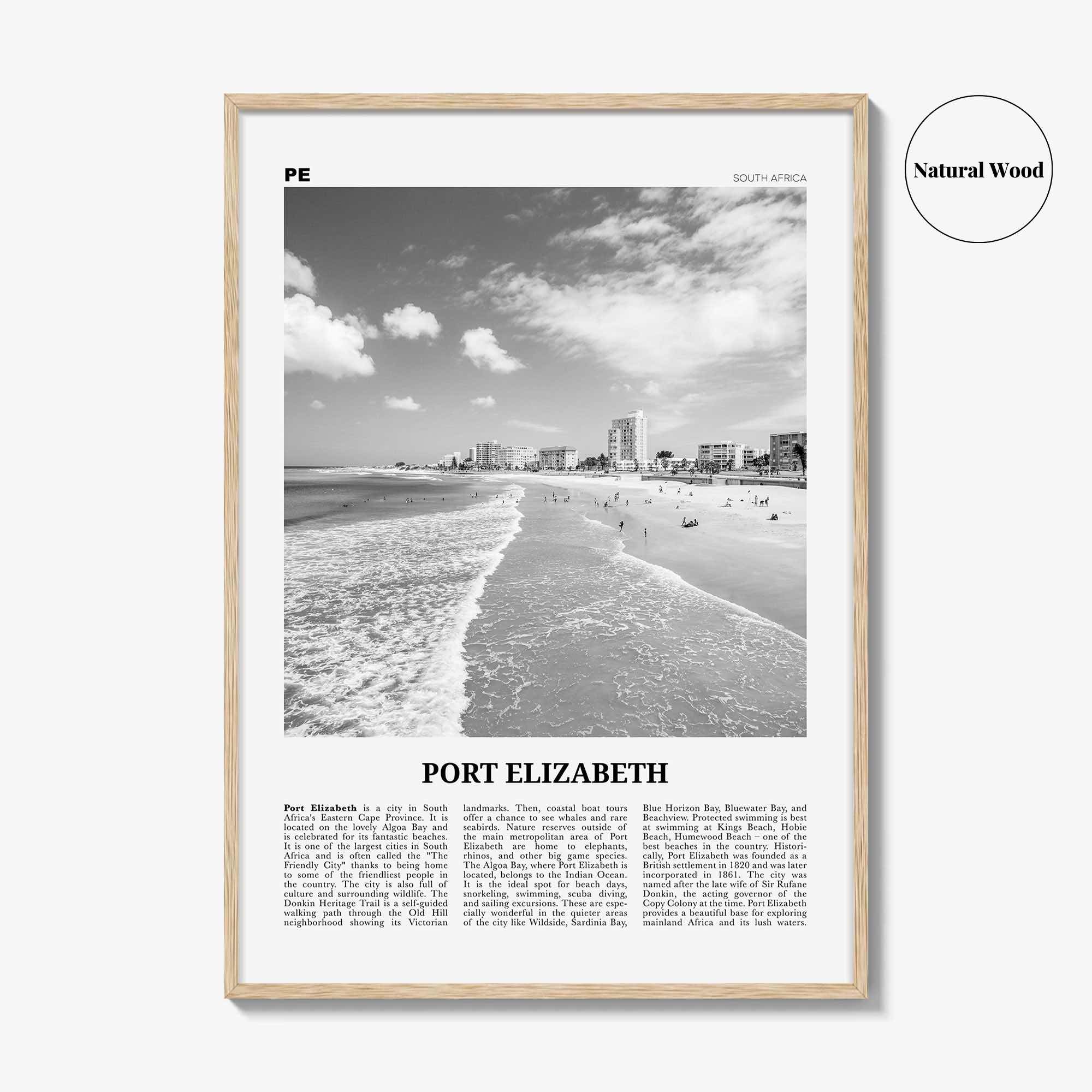 Port Elizabeth Print Black and White, Port Elizabeth Wall Art, Port Elizabeth Poster, Port Elizabeth Photo, South Africa