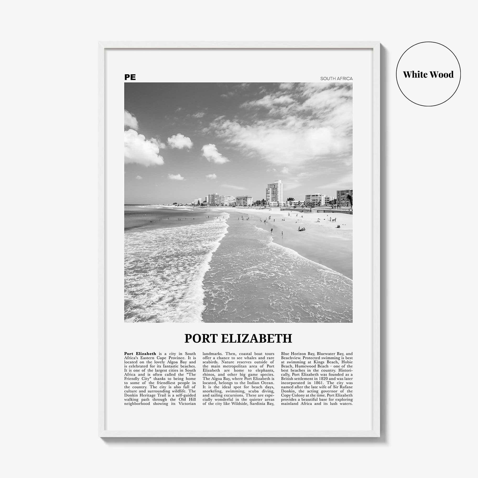 Port Elizabeth Print Black and White, Port Elizabeth Wall Art, Port Elizabeth Poster, Port Elizabeth Photo, South Africa