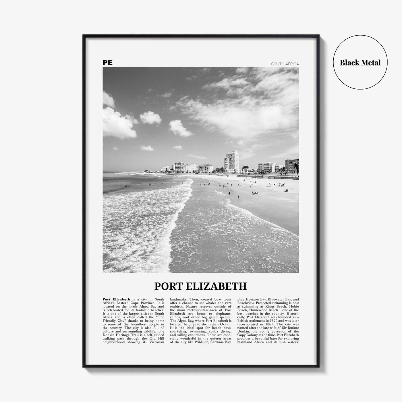 Port Elizabeth Print Black and White, Port Elizabeth Wall Art, Port Elizabeth Poster, Port Elizabeth Photo, South Africa