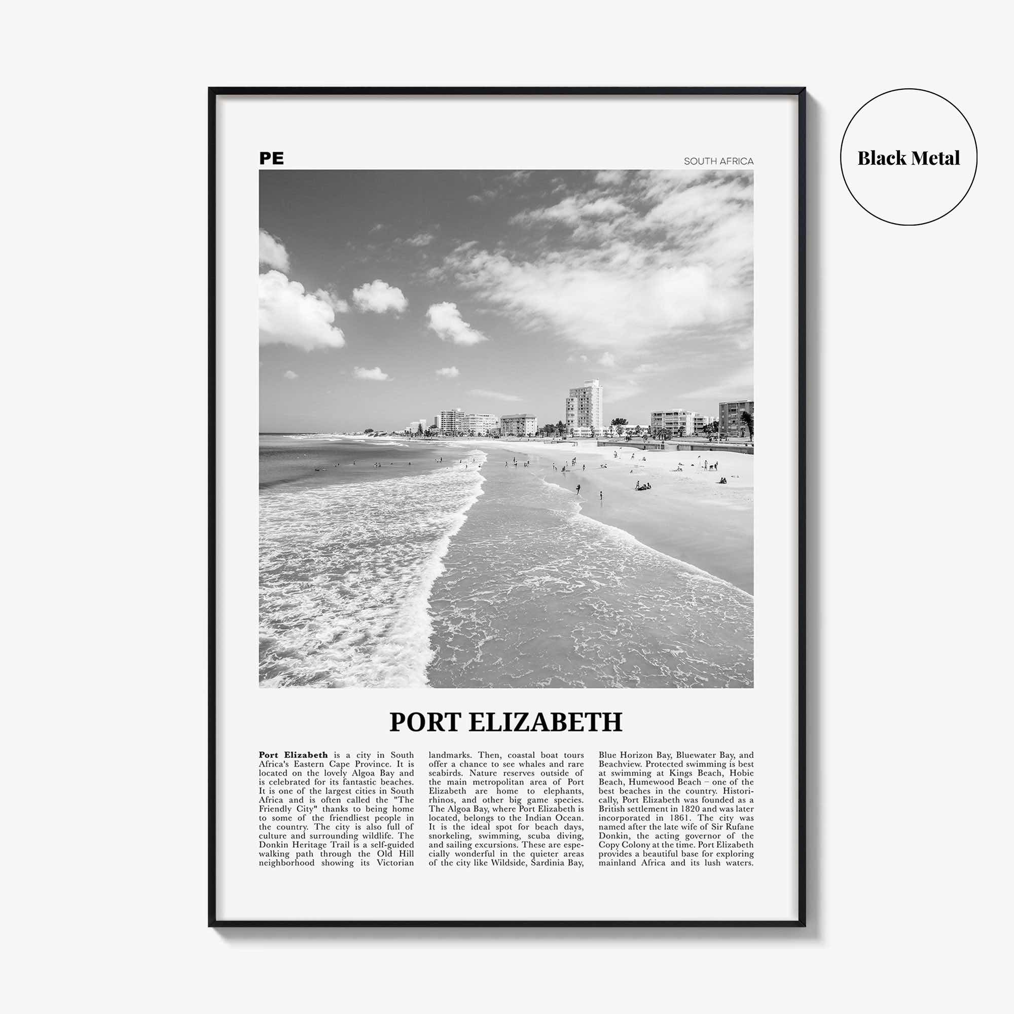 Port Elizabeth Print Black and White, Port Elizabeth Wall Art, Port Elizabeth Poster, Port Elizabeth Photo, South Africa