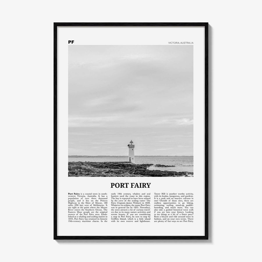 Port Fairy Print Black and White, Port Fairy Wall Art, Port Fairy Poster, Port Fairy Photo, Port Fairy Wall Décor, Victoria, Australia
