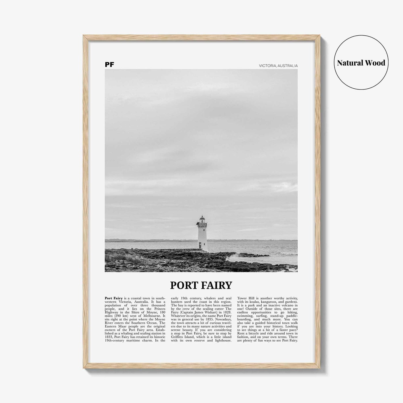 Port Fairy Print Black and White, Port Fairy Wall Art, Port Fairy Poster, Port Fairy Photo, Port Fairy Wall Décor, Victoria, Australia