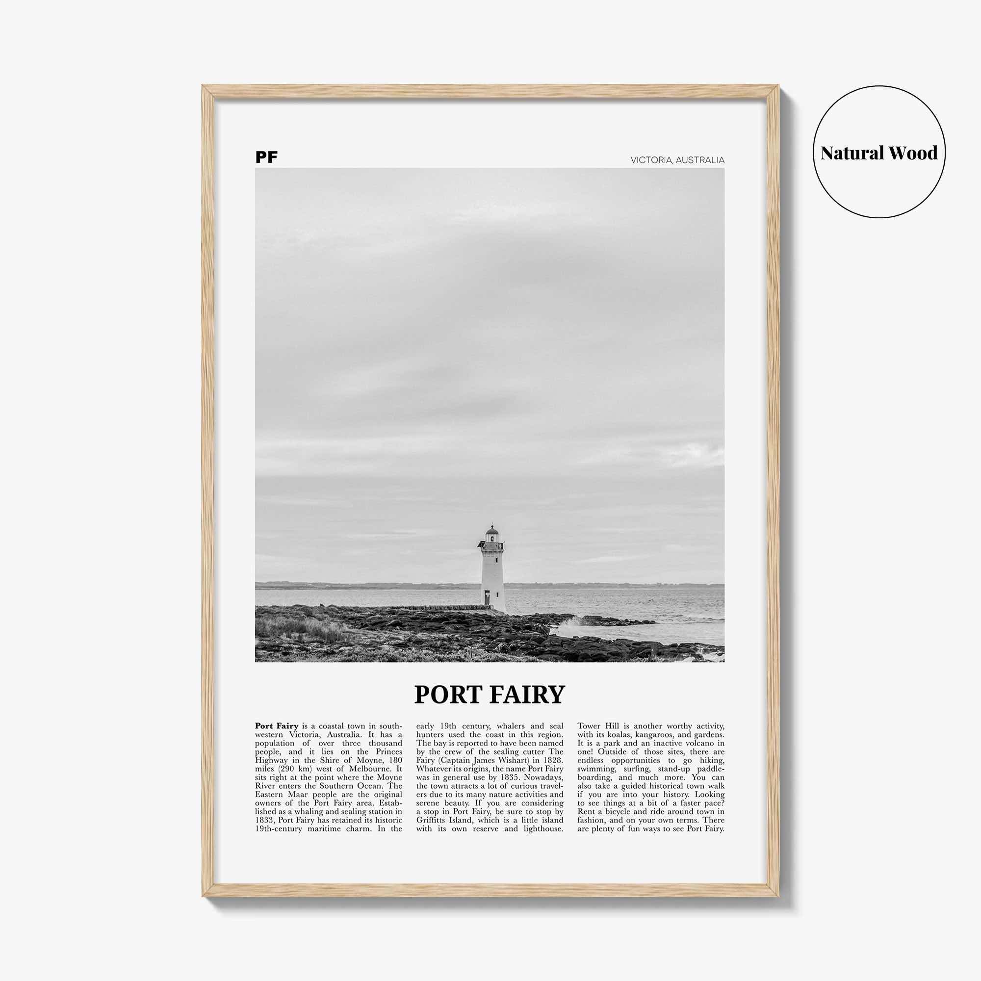 Port Fairy Print Black and White, Port Fairy Wall Art, Port Fairy Poster, Port Fairy Photo, Port Fairy Wall Décor, Victoria, Australia