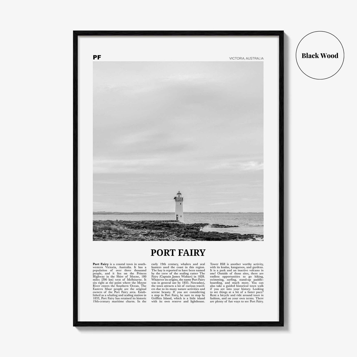 Port Fairy Print Black and White, Port Fairy Wall Art, Port Fairy Poster, Port Fairy Photo, Port Fairy Wall Décor, Victoria, Australia
