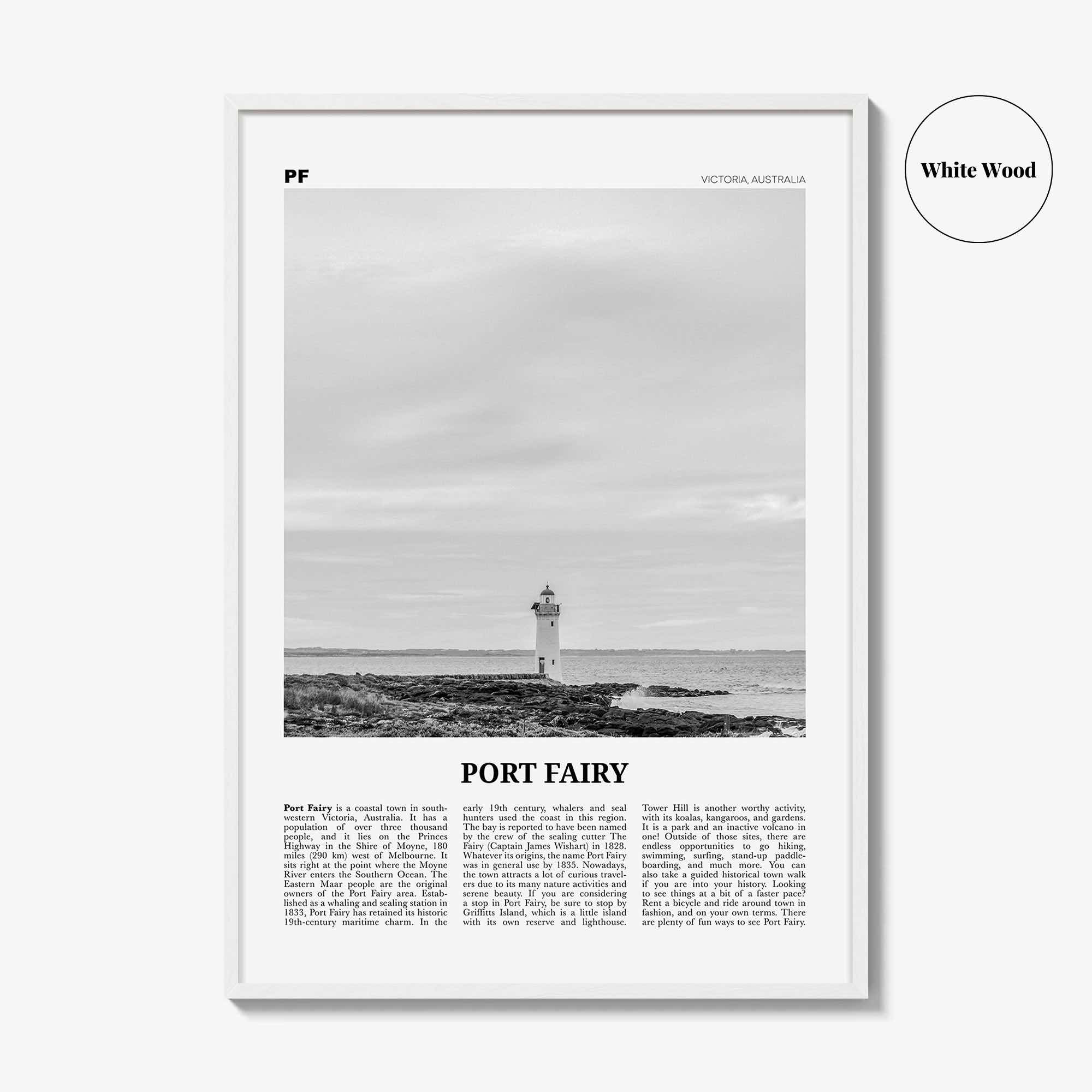 Port Fairy Print Black and White, Port Fairy Wall Art, Port Fairy Poster, Port Fairy Photo, Port Fairy Wall Décor, Victoria, Australia