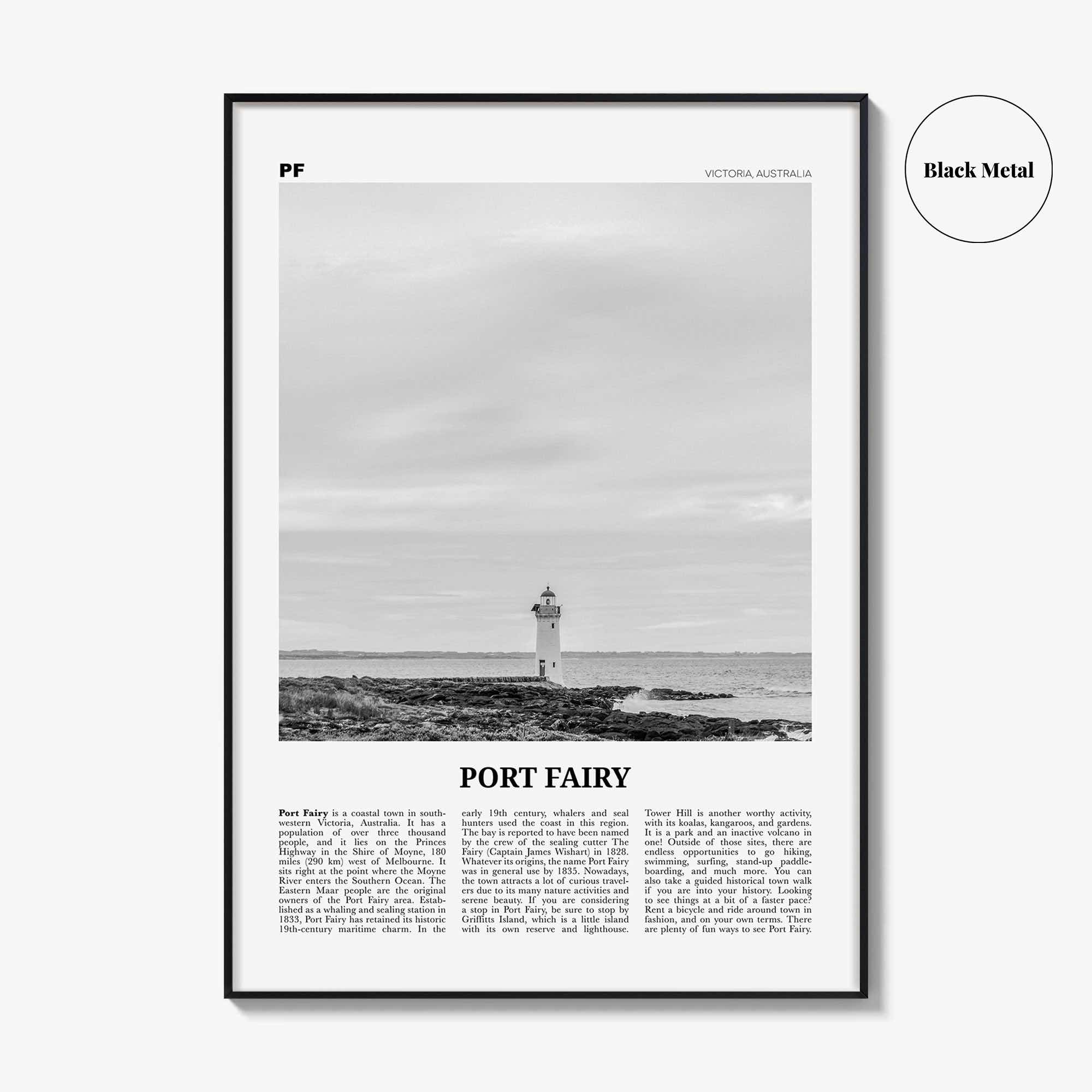 Port Fairy Print Black and White, Port Fairy Wall Art, Port Fairy Poster, Port Fairy Photo, Port Fairy Wall Décor, Victoria, Australia