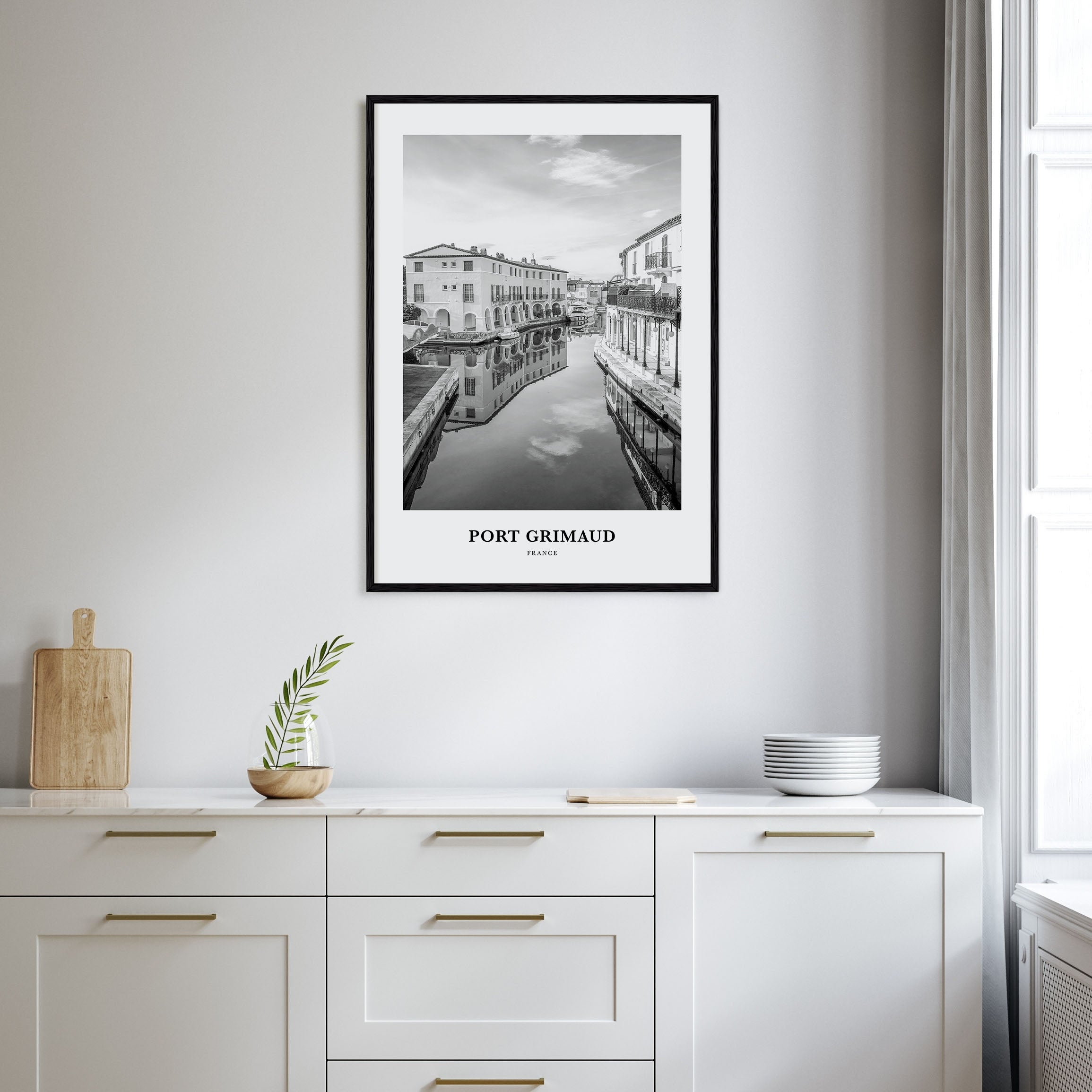 Port Grimaud Portrait B&W Poster