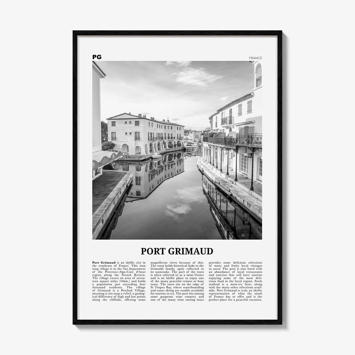 Port Grimaud Print Black and White, Port Grimaud Wall Art, Port Grimaud Poster, Port Grimaud Photo, Port Grimaud Map, France