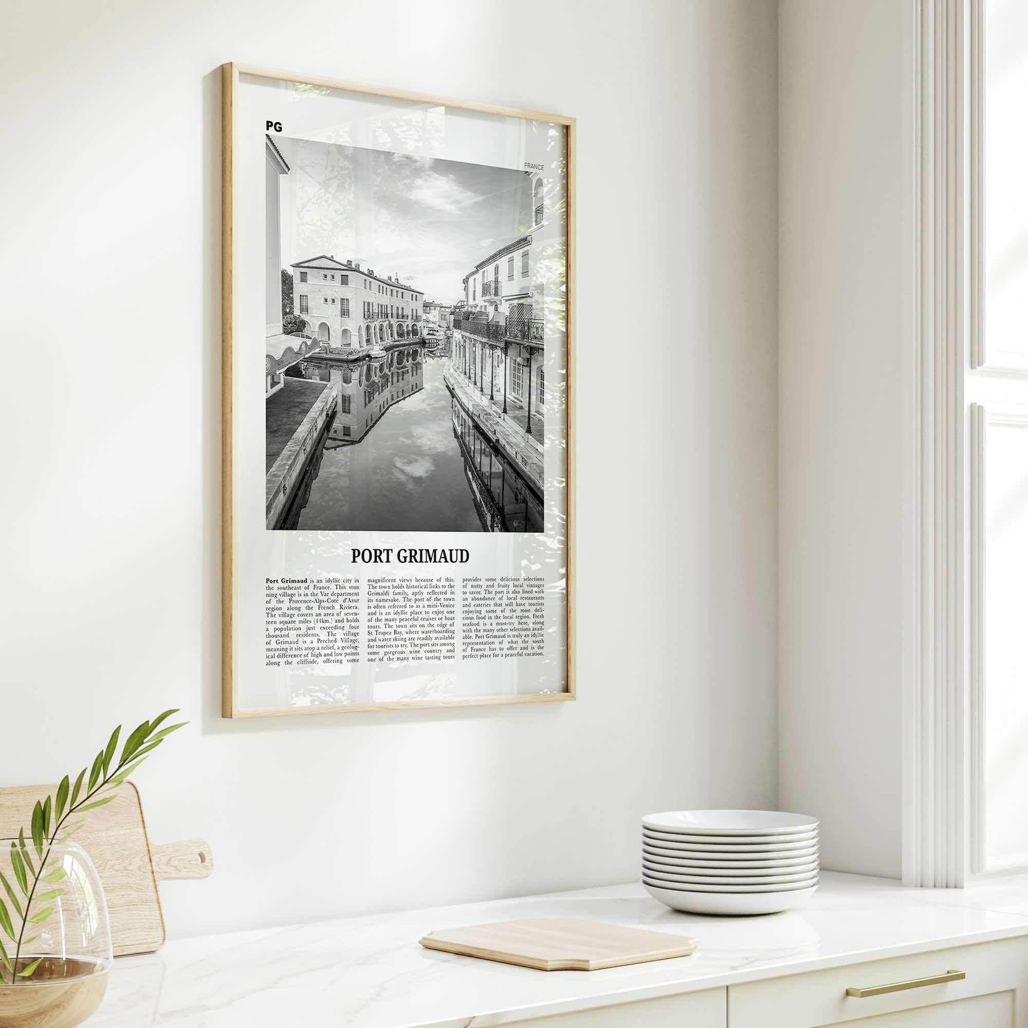 Port Grimaud Print Black and White, Port Grimaud Wall Art, Port Grimaud Poster, Port Grimaud Photo, Port Grimaud Map, France